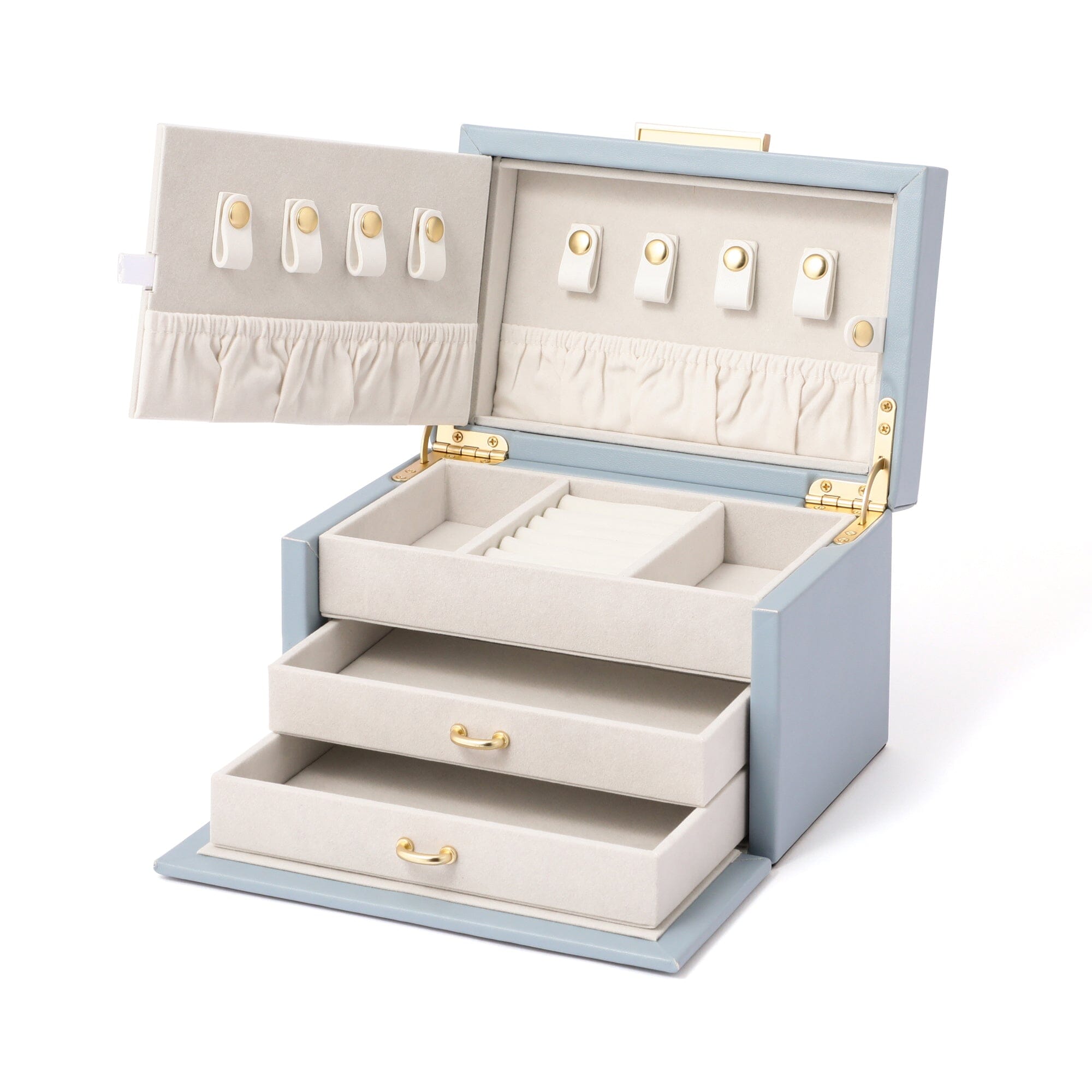 Exquisite Blue Floral Embroidery Jewelry Box - Small Handmade Storage Case for Rings, Earrings & Necklaces - Perfect for Travel, Gifting & Home Decor