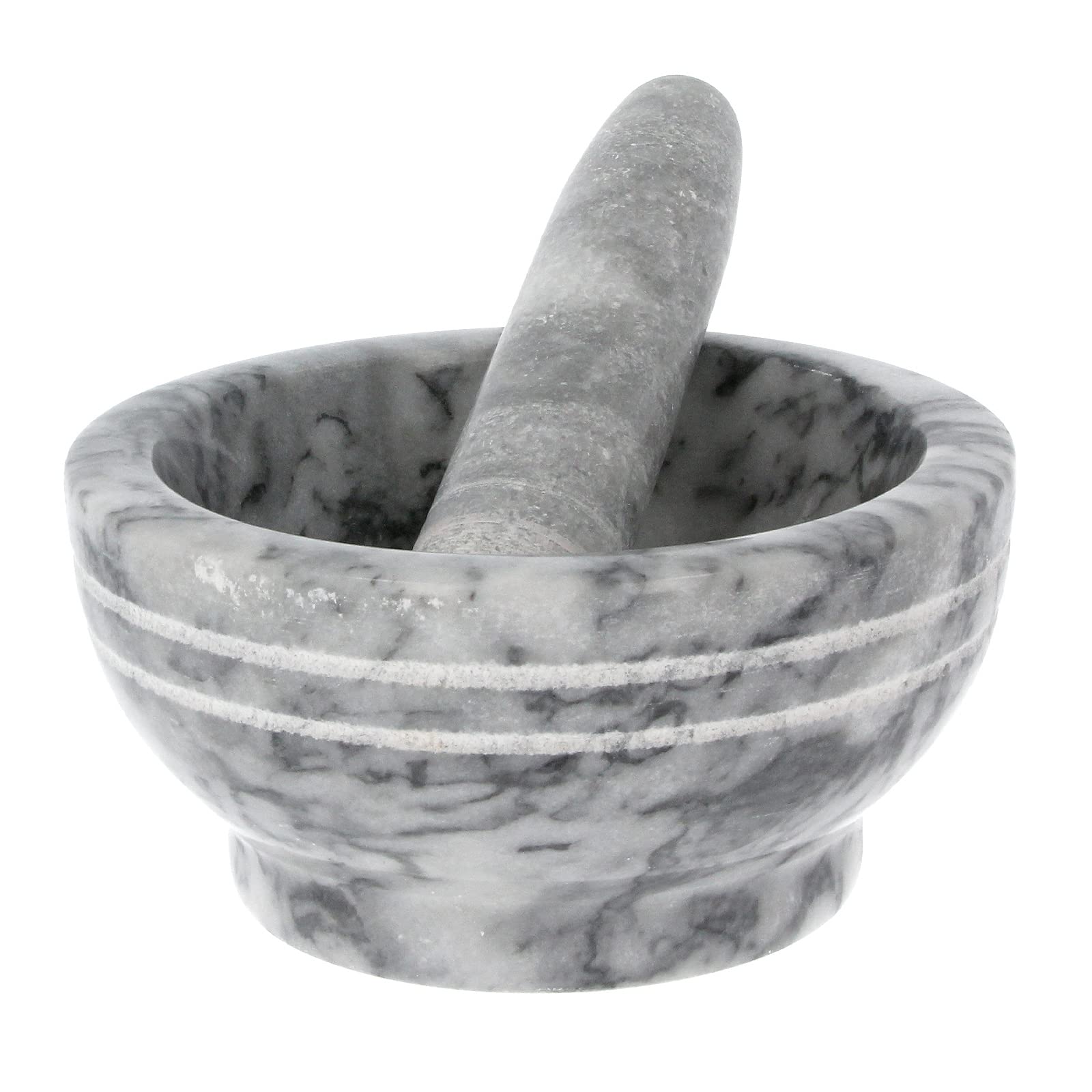 Premium Natural Marble Mortar and Pestle Set - Polished Stone Spice & Herb Grinder for Pesto, Guacamole, Coffee Beans - Kitchen Tool for Grinding, Crushing Pills & Pastes (12.5cm, Grey) - Perfect for Home Cooking, Apothecary Use & Gourmet Food Preparation