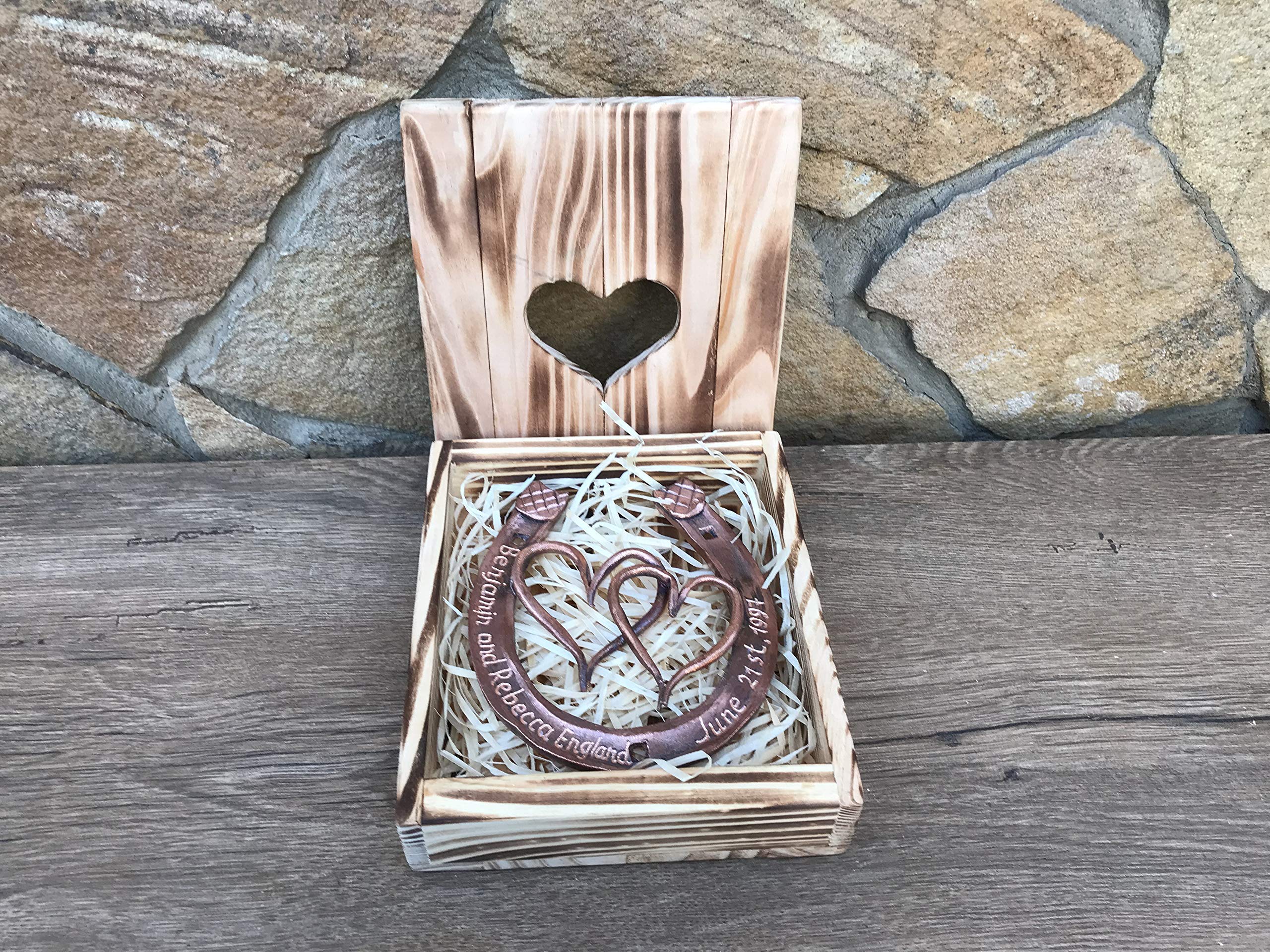 Handmade Engraved Copper Horseshoe Gift - Personalized 7th Anniversary Present for Couples, Wedding, Home Decor & Good Luck Charm