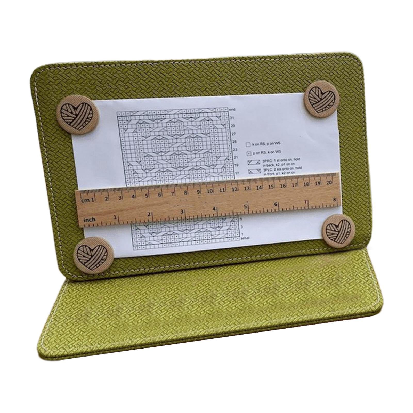 Magnetic Knitting Pattern Holder - Portable & Foldable Crochet Chart Keeper for Needle Arts | Knitting Tool Accessories | Perfect for Knitting Lovers & Craft Projects (Olive Green) | Ideal for Travel, Home Knitting & Crocheting Projects