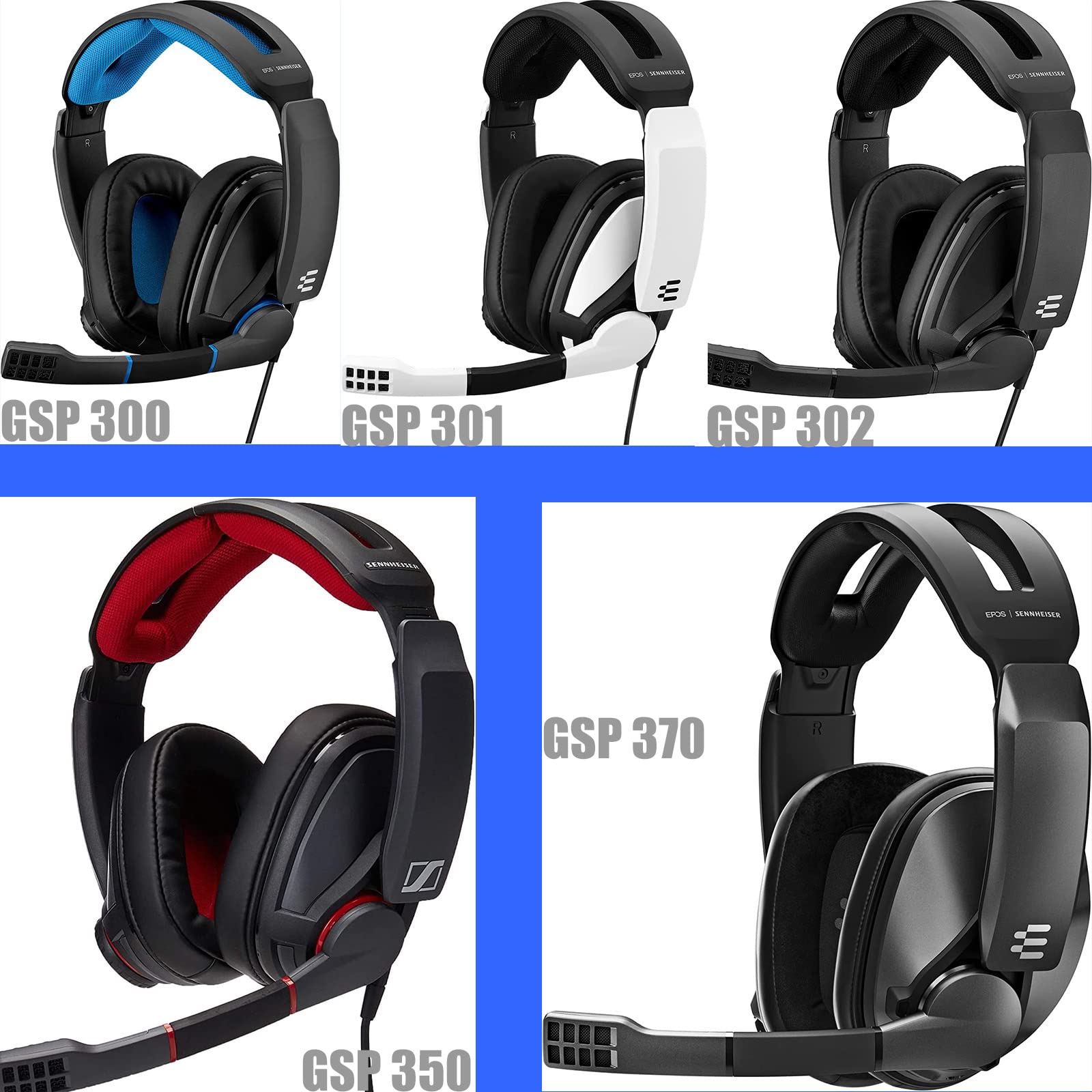 GSP 300 350 370 Gaming Headset Replacement Ear Pads - Compatible with GSP 302/301/303/300/350/370 - Soft Memory Foam Cushions for Comfort - Perfect for Long Gaming Sessions & Noise Isolation (Black)