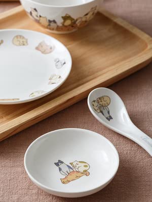 6-Piece Ceramic Cat Appetizer Plates - Small Sauce Dishes, Dessert Bowls & Seasoning Dishes for Cats - Perfect for Pet Parties, Cute Tableware for Kitty Treats & Snacks