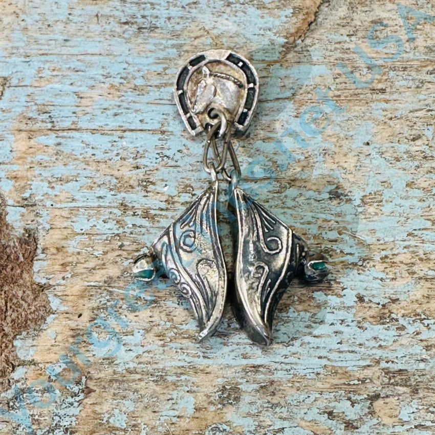 Vintage Horse and Shoes Charm Pin - Genuine Chrysoprase Brooch for Women - Perfect for Vintage Jewelry Collectors, Gift Giving, and Western-Themed Outfits