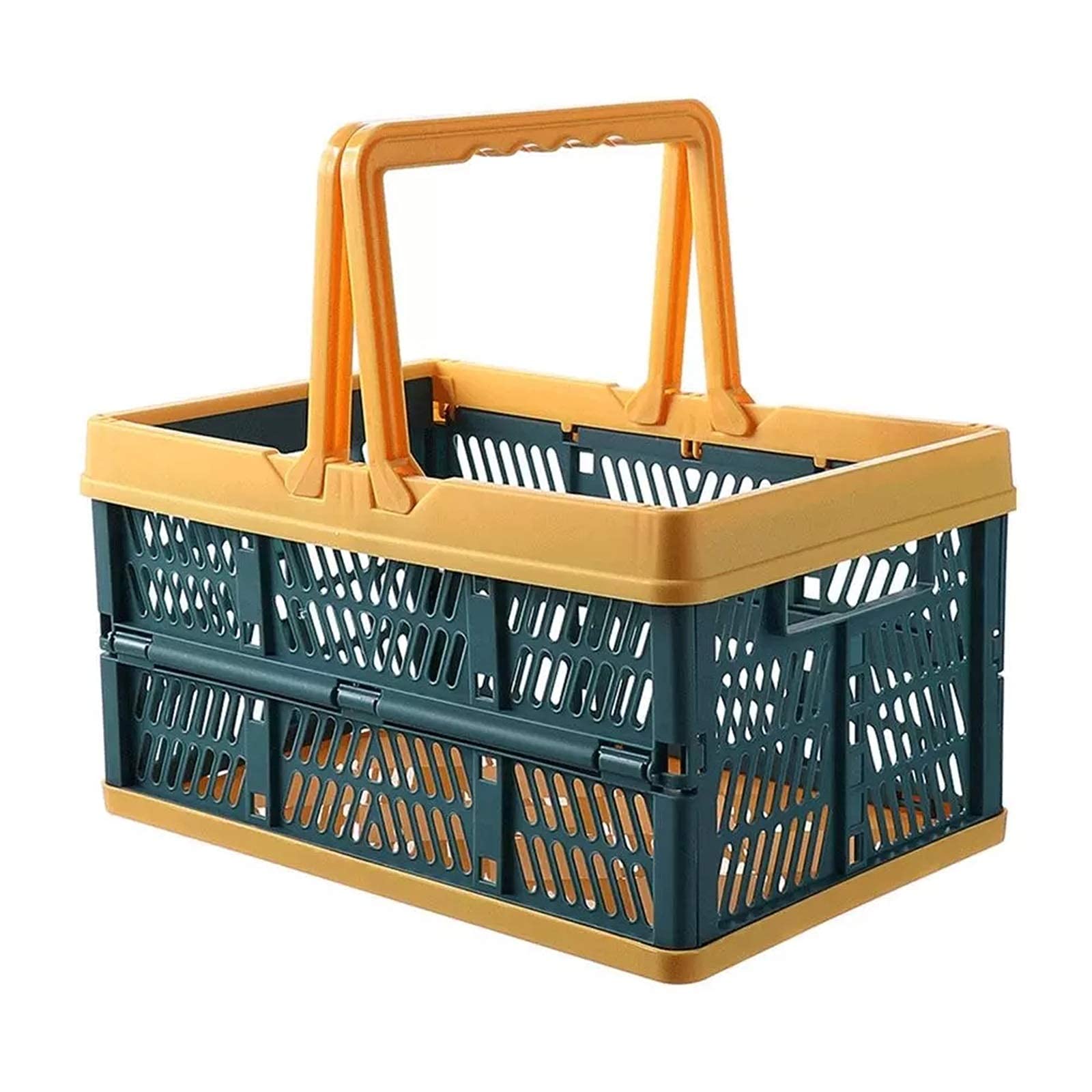 Portable Picnic Basket with Folding Handle - Large Capacity Food Storage Basket for Outdoor Picnics, Camping, and Travel - Easy to Carry Household Container for Parties and Beach Trips