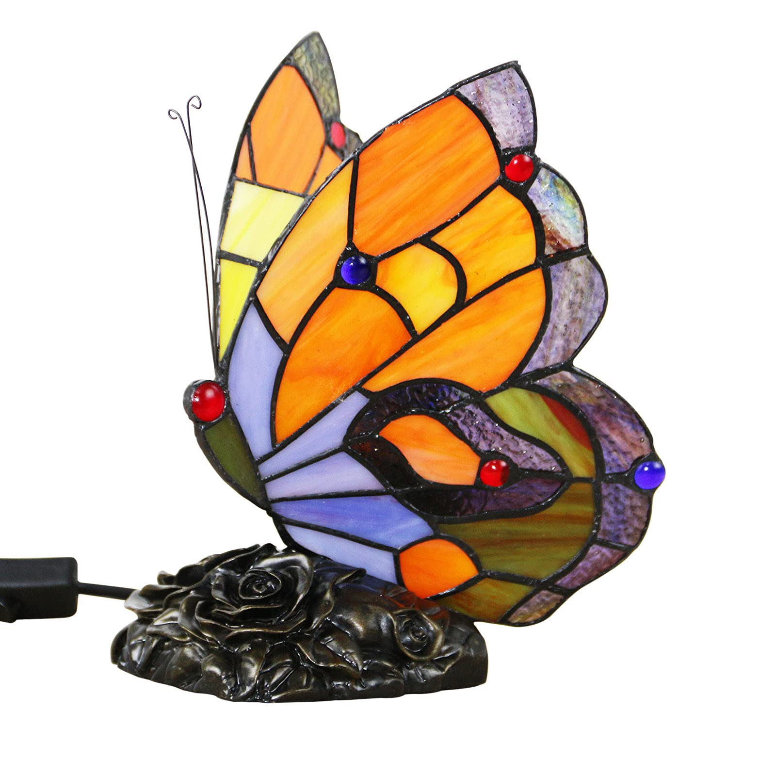 25 Count Multicolor Battery Operated Stained Glass Bedside Table Lamp - Night Light for Bedroom, Small Appliances, White Christmas Decor | Perfect for Bedrooms, Nurseries, and Holiday Lighting