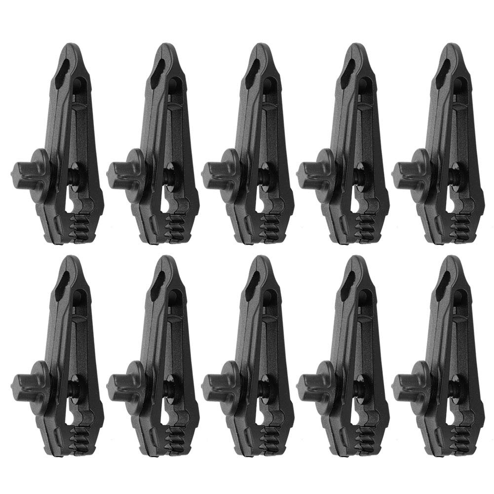Meiyya Durable Plastic Teeth-Shaped Tent Clips for Camping - Heavy Duty Black Outdoor Tent Stakes with Long Lifespan - Perfect for Camping, Hiking, Picnics & Outdoor Furniture Securing