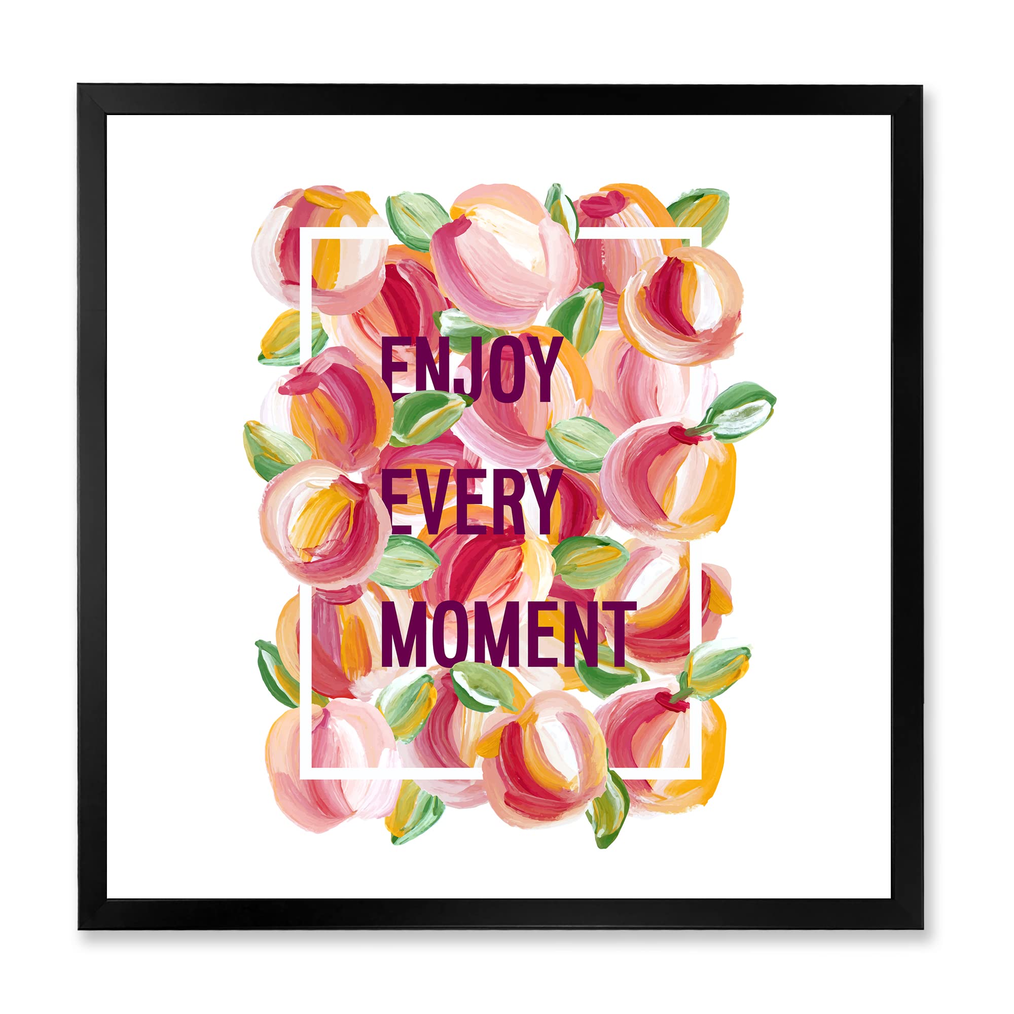 DesignQ Enjoy Every Moment Traditional Framed Wall Art - Vintage Home Decor for Living Room, Bedroom & Office - Perfect Gift for Housewarming & Holidays