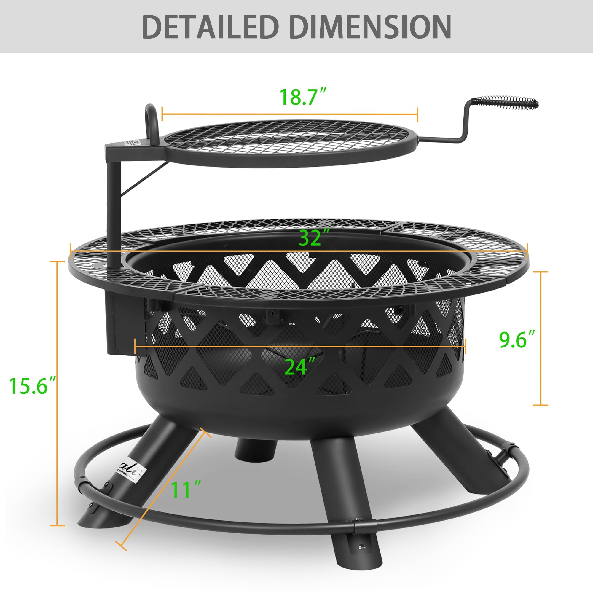 BALI OUTDOORS 32-Inch Wood Burning Fire Pit with Poker & Grill - Heavy Duty Steel Outdoor Fire Pit for Patio, Backyard, Camping - Perfect for Roasting Marshmallows & Outdoor Gatherings