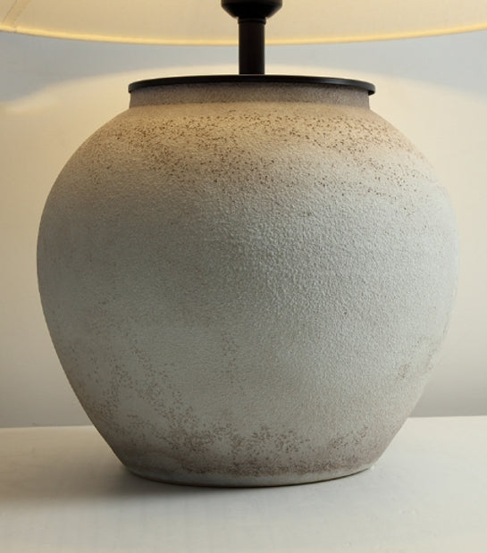 Handmade Ceramic LED Table Lamp with Fabric Shade - Perfect for Bedroom, Living Room & Office Decor