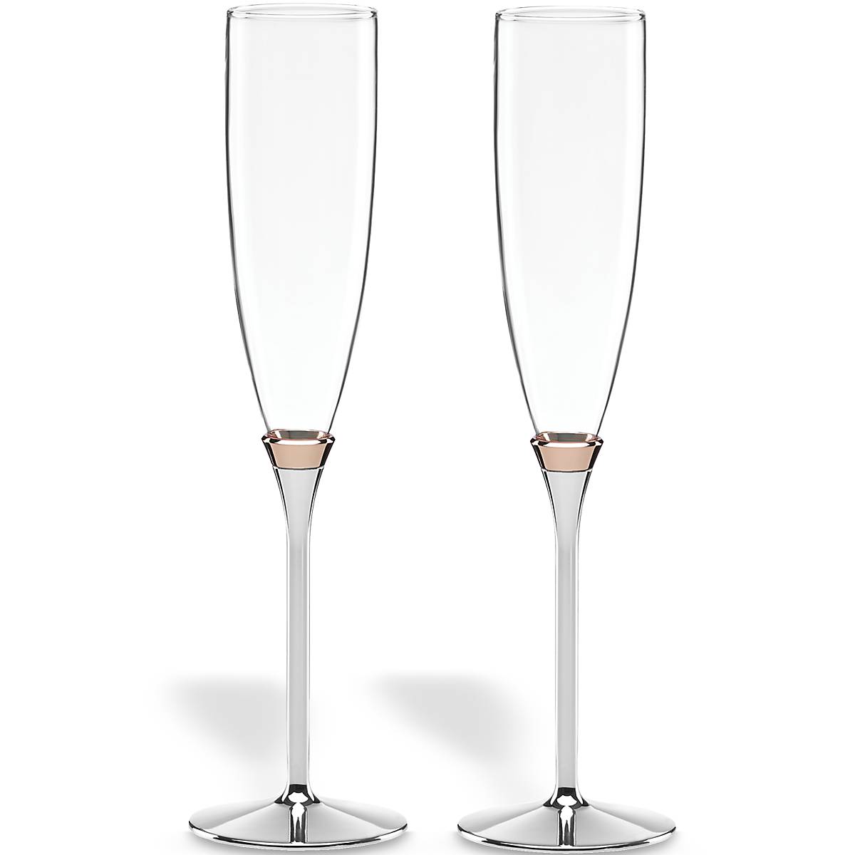 Elegant Rosy Glow 2-Piece Champagne Flute Set for Wedding Toasts & Romantic Celebrations - Crystal Clear Glass Coupe Cups for Sparkling Wine & Prosecco
