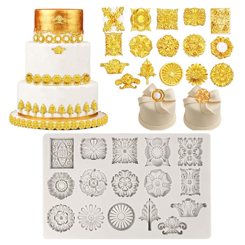 Premium Baroque Fondant Molds Set - 6pcs Silicone Medallion Molds for DIY Cake Decorating, Cupcake Toppers, Clay Jewelry & Resin Crafts - Perfect for Weddings, Birthdays & Baking Parties