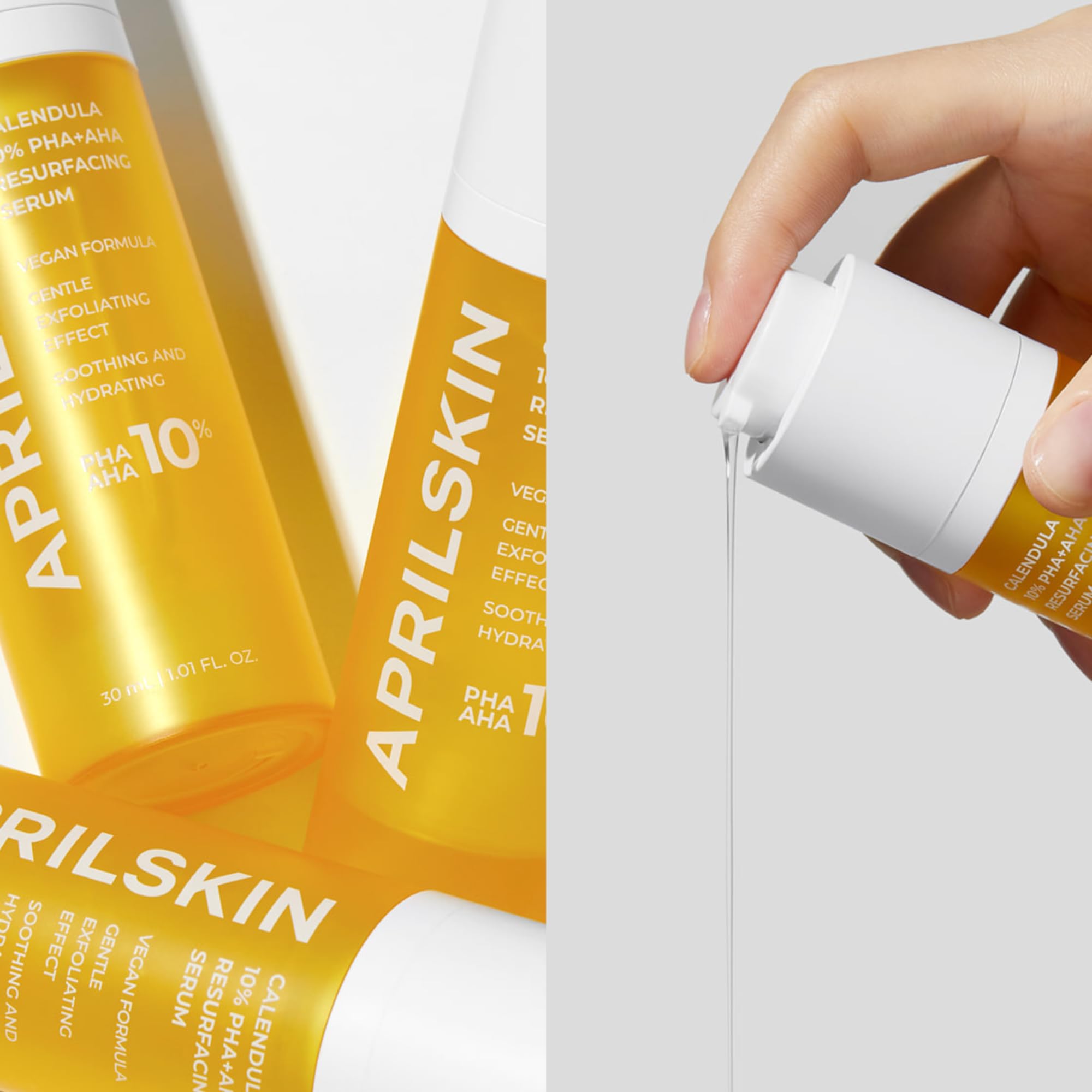 APRILSKIN Calendula 10% PHA + AHA Resurfacing Serum for Dry, Sensitive & Acne-Prone Skin | Vegan & Cruelty-Free Skincare | Brightening & Exfoliating Face Treatment for Daily Use & Night Routine