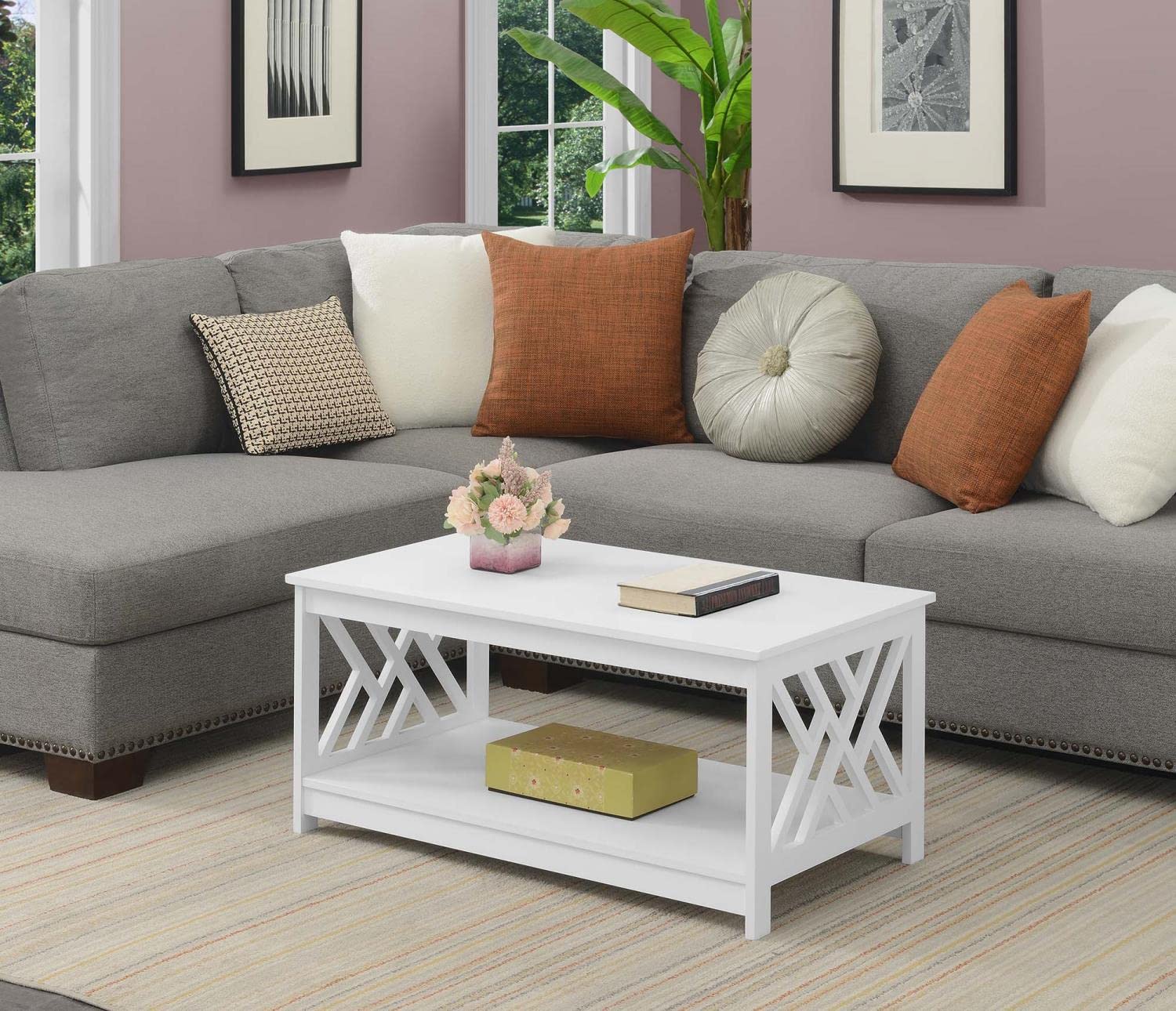 Convenience Concepts Titan White Coffee Table - Modern Living Room Furniture for Small Spaces, Home Decor, and Entertainment Areas