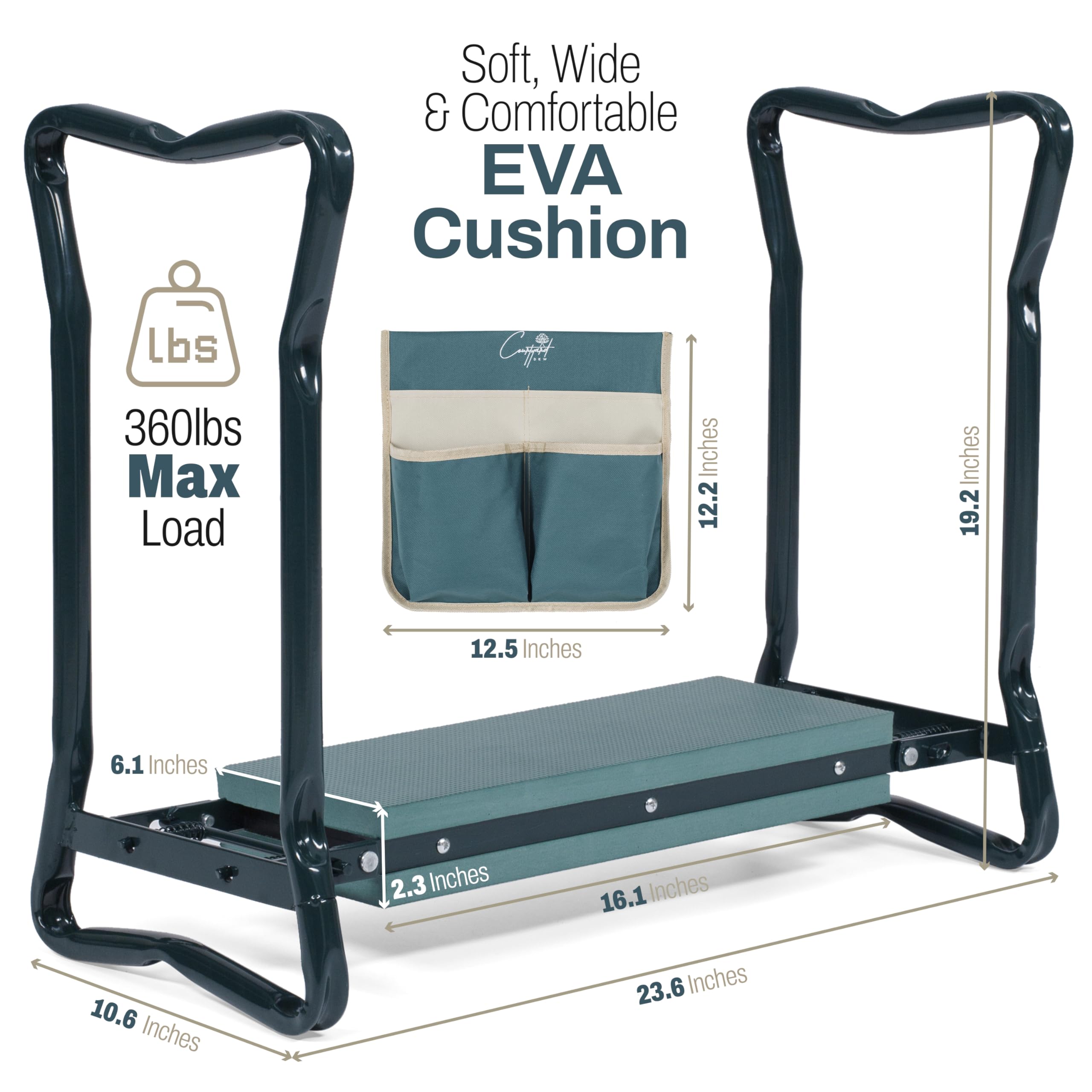 **Portable Garden Kneeler Seat with EVS Cushion & 2X Gloves - Heavy Duty, Soft & Wide Kneeling Pad for Gardening - Perfect Gift for Parents (Ideal for Planting, Weeding & Outdoor Work)**