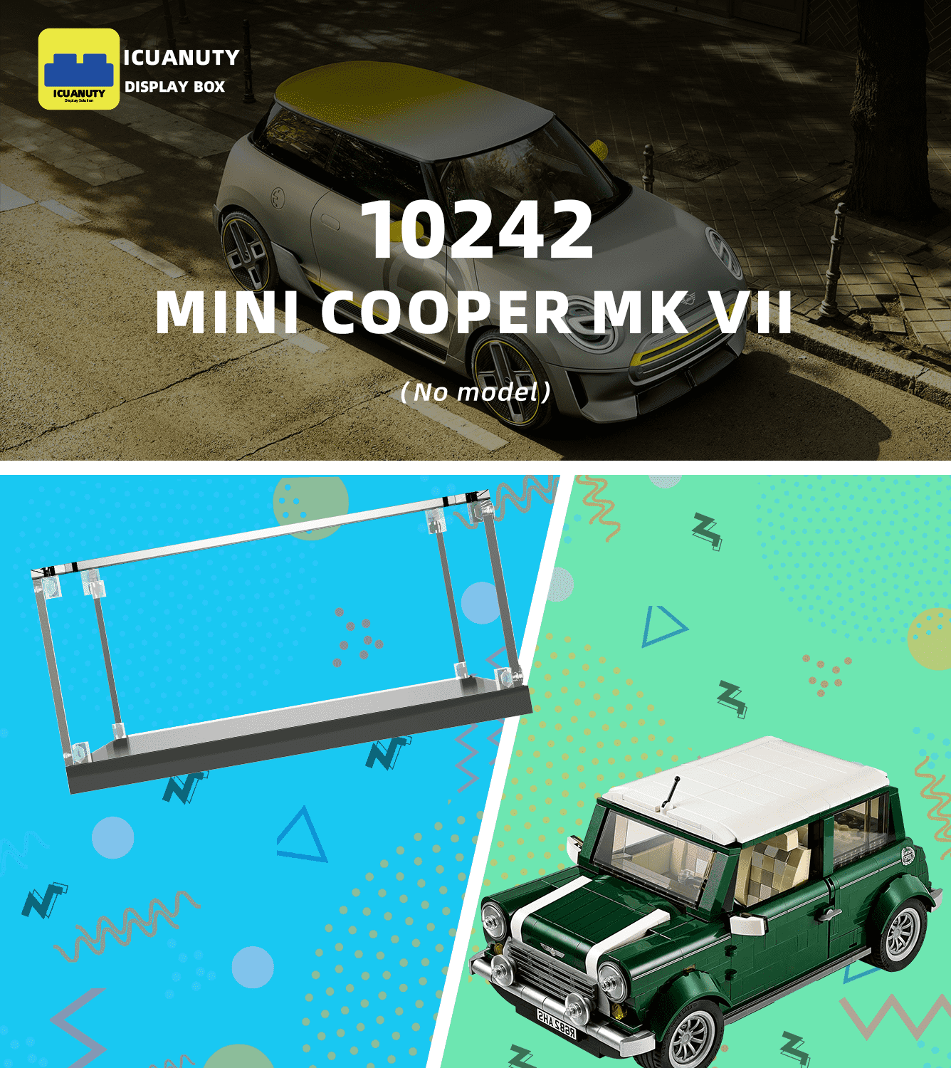 LEGO MINI Cooper MK VII 10242 Display Case - Clear Acrylic Showcase for LEGO Car Models - Perfect for Home Decoration, Office Display & Collector's Protection
