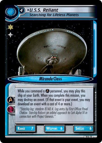 STAR TREK CCG 2E WYLB What You Leave Behind Archive Foil USS Reliant Searching for Lifeless Planets 14A12 - Rare Collectible Trading Card Game for Sci-Fi Fans & Strategy Gamers - Perfect for Tournaments, Display Collections, and Gift Giving