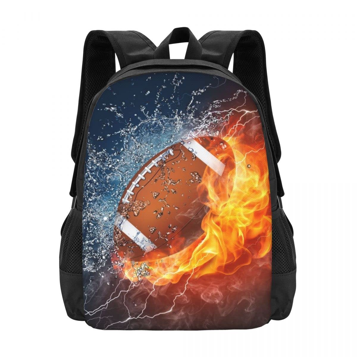 Water Flame Football Backpack - Large Travel & Weekender Bag for Men & Women | Gym & Outdoor Use