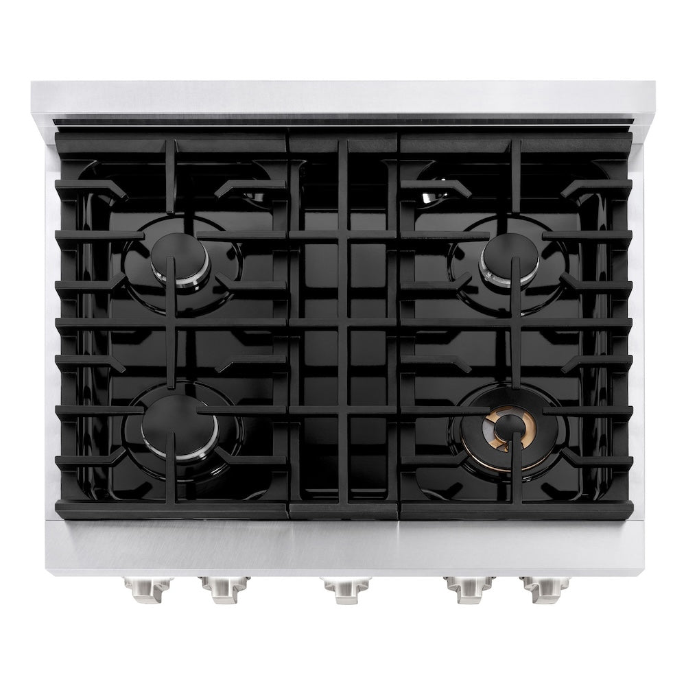 ZLINE 30 Inch 4.2 Cu. Ft. Paramount Gas Range with 4 Burner Cooktop & Convection Gas Oven - Satin Stainless Steel with White Matte Door (SGRS WM 30) - Perfect for Modern Kitchens, Home Chefs & Professional Cooking