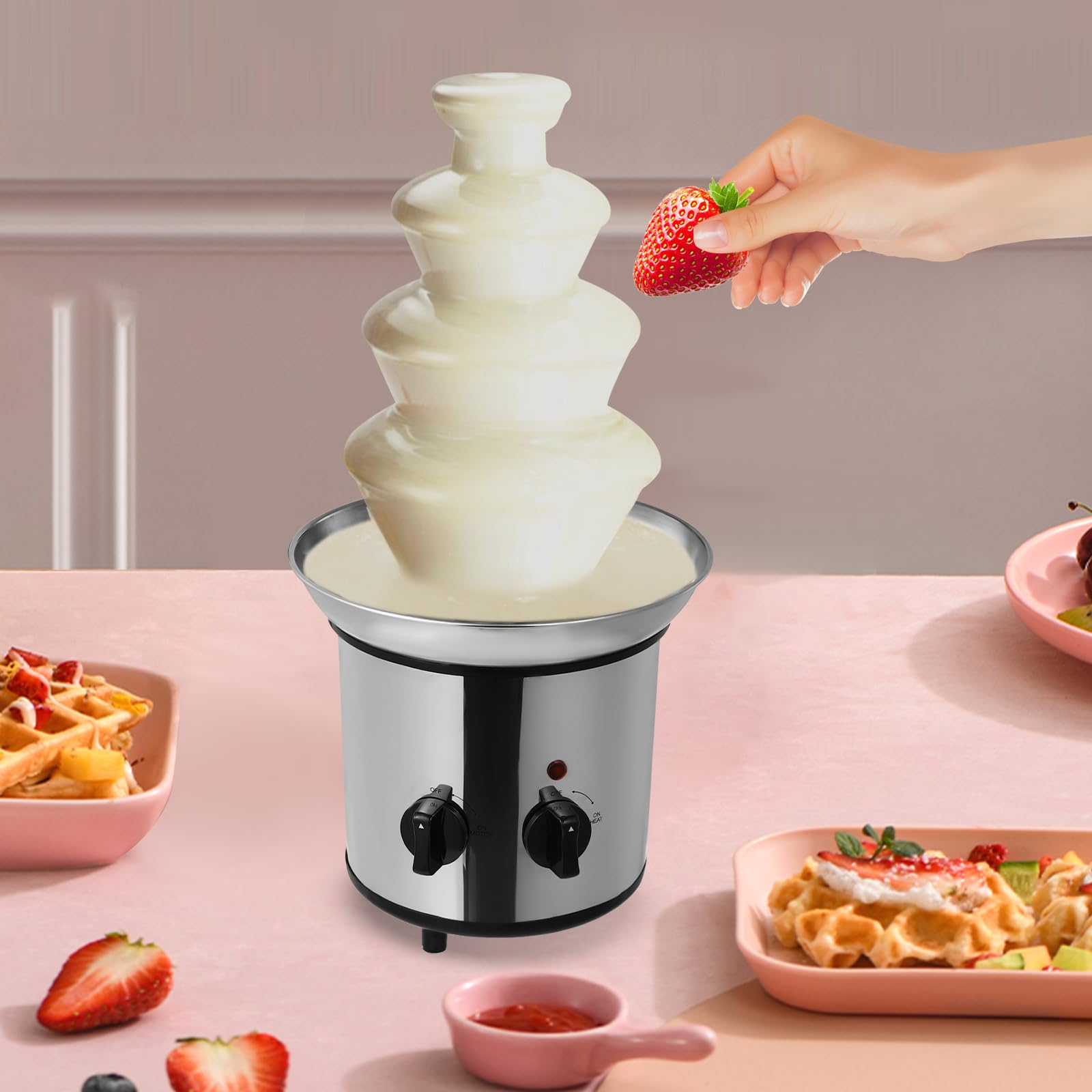 4 Tier Stainless Steel Chocolate Fountain Machine - Electric Chocolate Fondue Fountain for Parties, Weddings, Birthdays | Perfect for Dessert Buffets, Catering Events & Home Entertaining