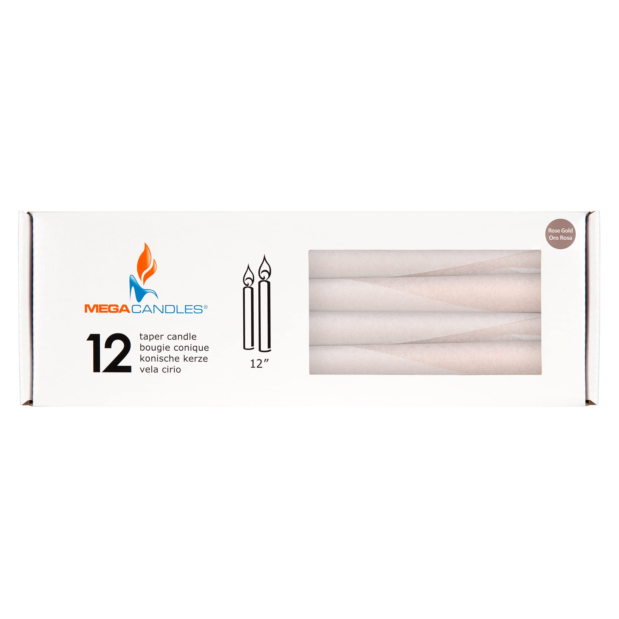 Premium Unscented Rose Gold Taper Candles - 12 Inch Hand-Poured Wax Candles (12 Pack) for Wedding Centerpieces, Romantic Dinners & Home Decor | Elegant 7/8 Inch Diameter Candles for Birthdays, Celebrations & Candle Holders