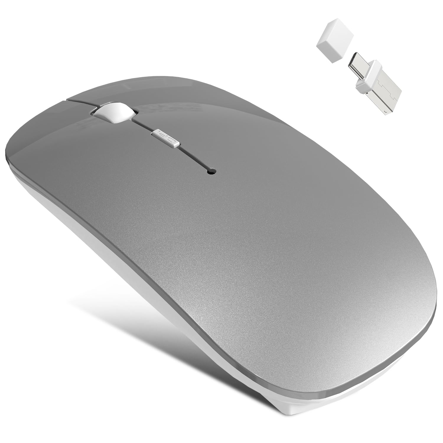 Rechargeable Bluetooth Wireless Mouse Jiggler - Silent Undetectable Mouse Mover for MacBook Air/Pro, iPad Pro, Laptop & PC | Slim Portable Design (Grey) - Perfect for Remote Work, Online Meetings & Preventing Screen Sleep