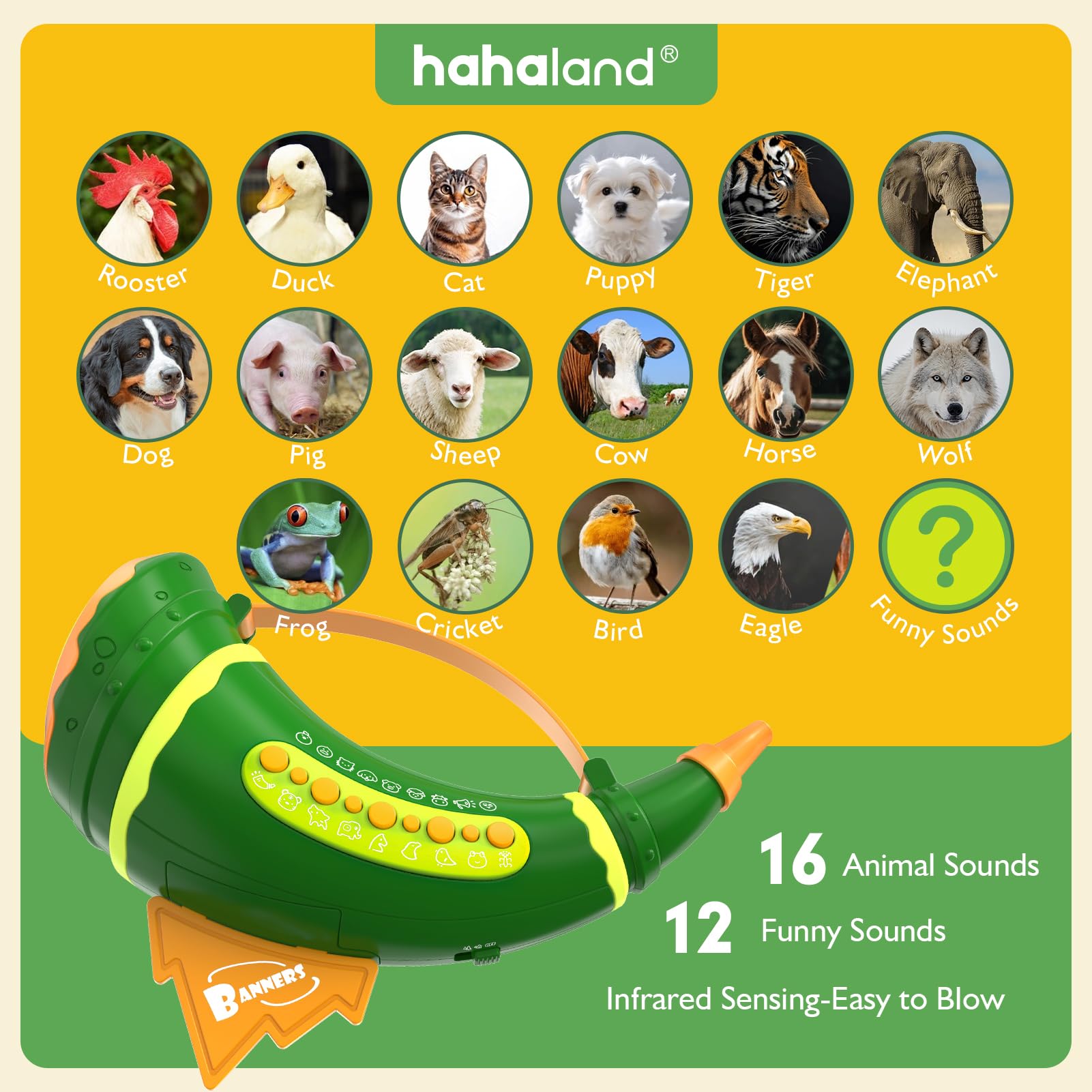 Hahaland Animal Caller Toy with 30 Realistic Forest & Farm Animal Sounds - Educational Hunting Toy for Kids Ages 3-8 - Perfect for Outdoor Exploration, Nature Learning & Easter Gifts - Great for Backyard Play, Camping & Wildlife Adventures