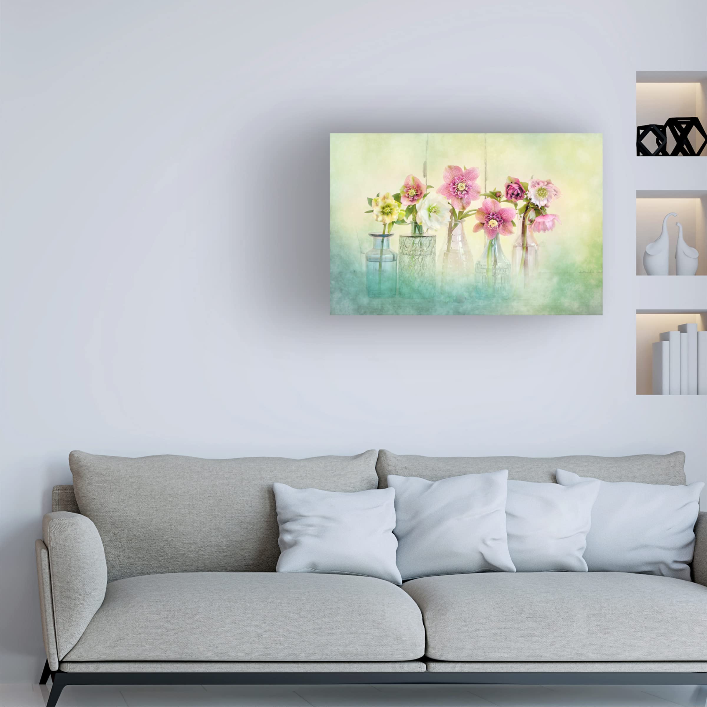 Jacky Parker 'Springtime' Floral Canvas Wall Art - Handmade Modern Home Decor for Living Room, Bedroom & Office - Ready to Hang Framed Painting