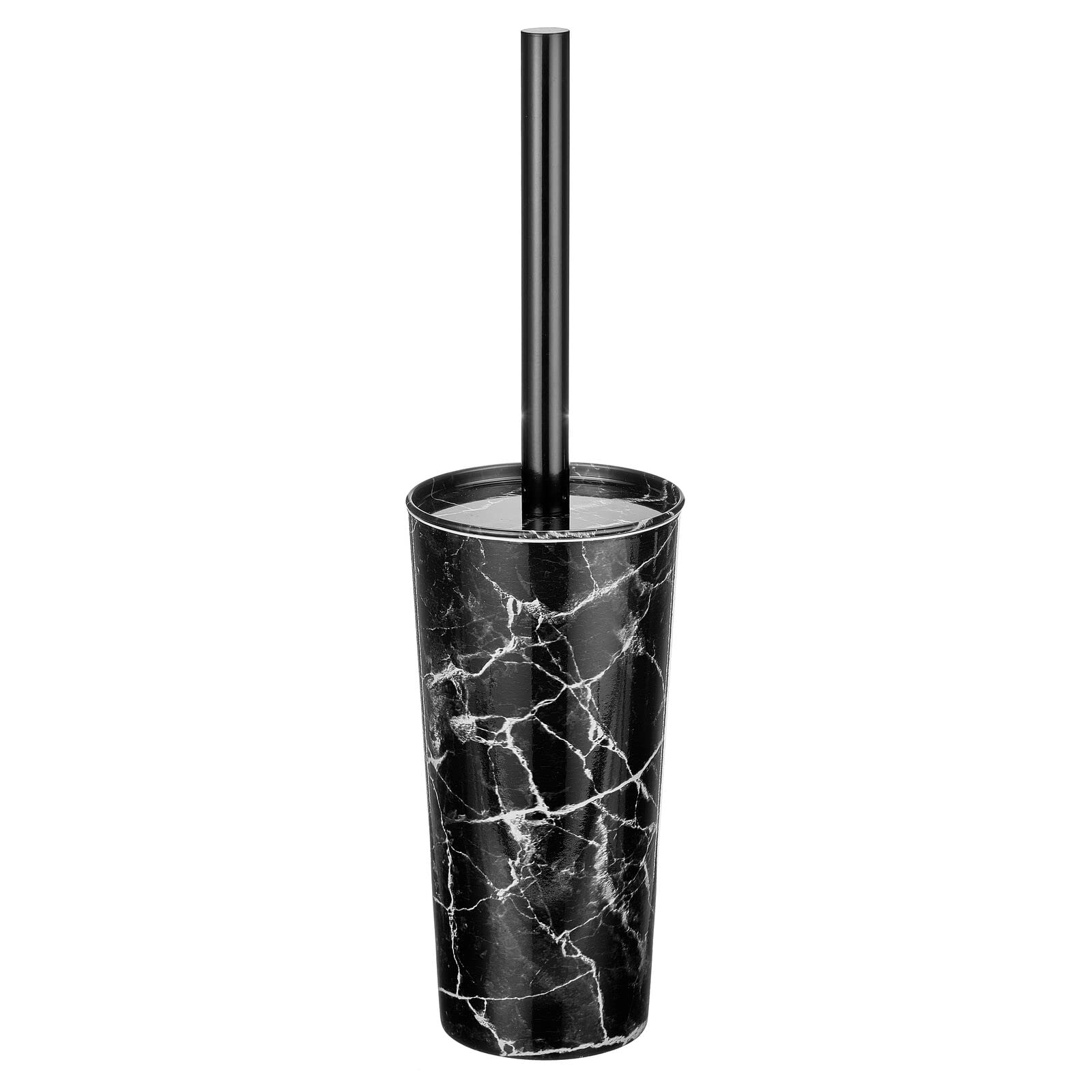 mDesign Stainless Steel Toilet Brush Set - Heavy Duty Bathroom Cleaner for Modern Homes