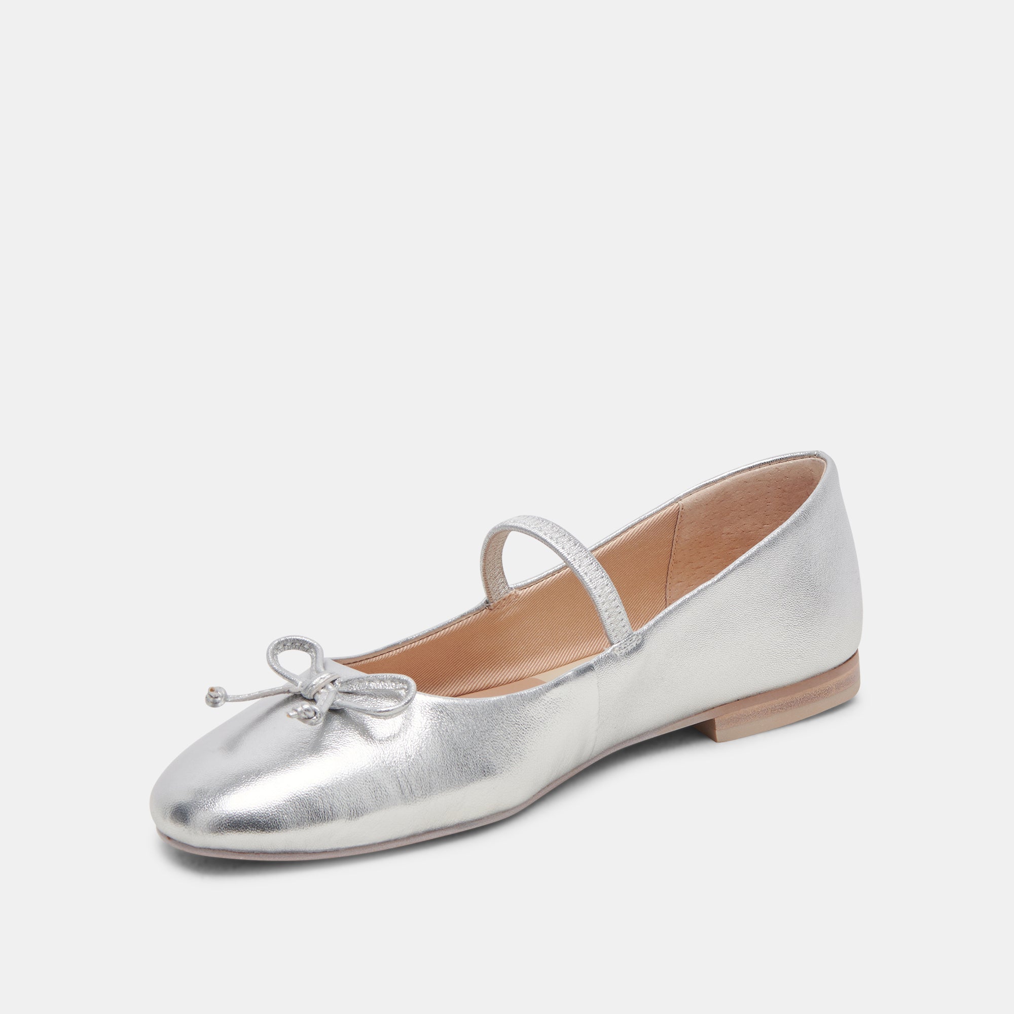 CARIN BALLET FLATS Women's Silver Metallic Leather Pointed Toe Slip-On Shoes - Perfect for Office, Wedding & Casual Outfits