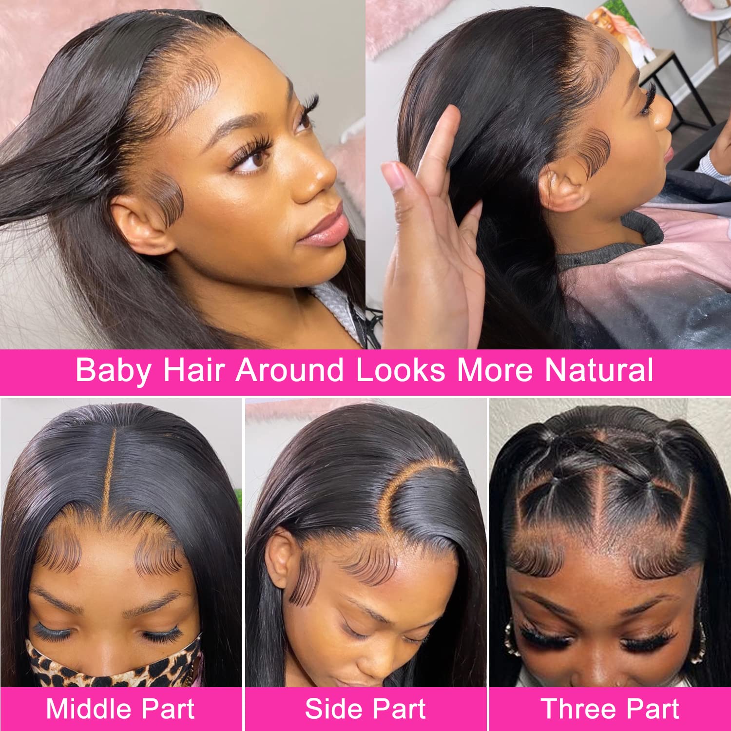 Mengkai 13x6 Straight Lace Front Wig Human Hair - Pre Plucked with Baby Hair, HD Transparent Lace, 180% Density, 30 Inch Glueless Wigs for Women - Perfect for Daily Wear, Cosplay, and Special Occasions