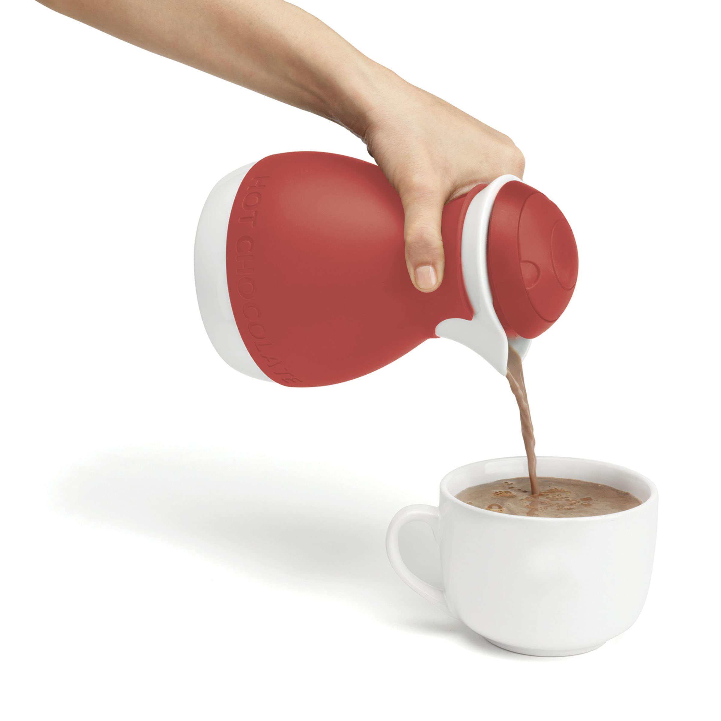Chef'n 5297061 Hot Chocolate Pot with Built-in Frother - BPA-Free Plastic Electric Milk Warmer for Homemade Cocoa, Latte & Cappuccino - Perfect for Cozy Winter Nights & Holiday Gift Giving