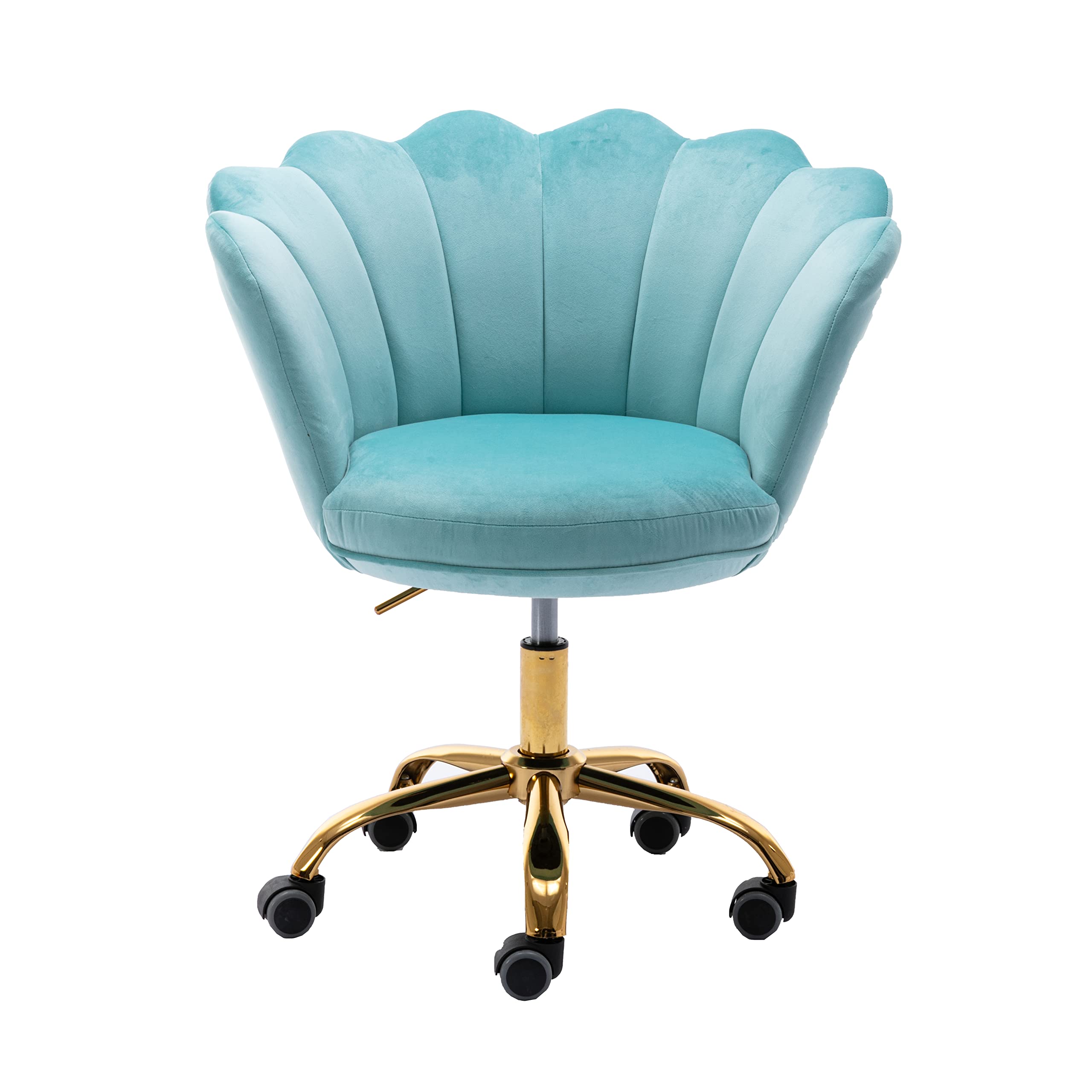 Ergonomic Modern Home Office Chair - Adjustable Swivel Desk Chair with Wheels for Work, Study & Makeup - Velvet Upholstered Task Chair for Living Room & Bedroom (Light Blue) - Perfect for Remote Work, Gaming & Vanity Areas