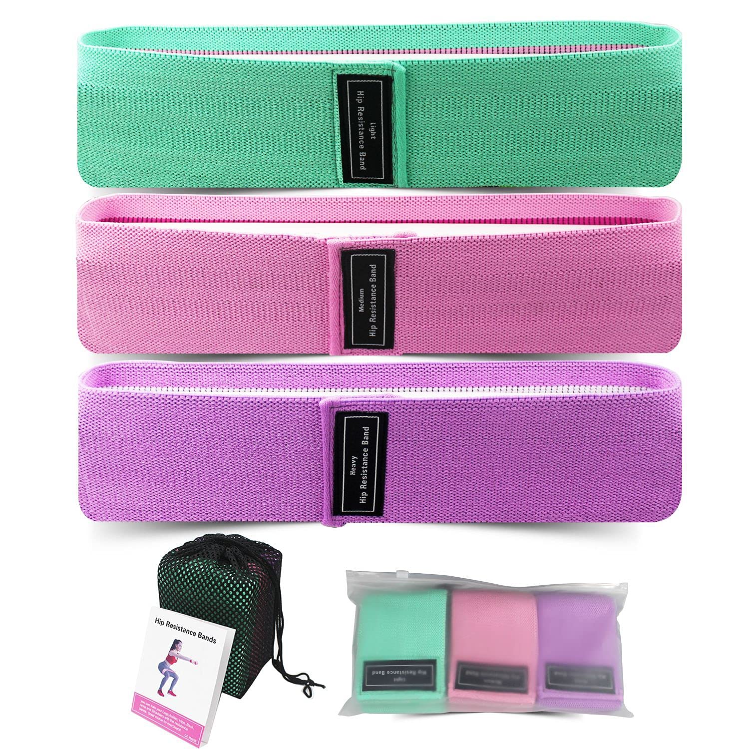 Premium Fabric Resistance Bands for Home Gym - Strength Training, Glute Workouts, Squats & Stretching - Unisex Fitness Exercise Bands for Men & Women - Perfect for Home Workouts, Yoga & Pilates
