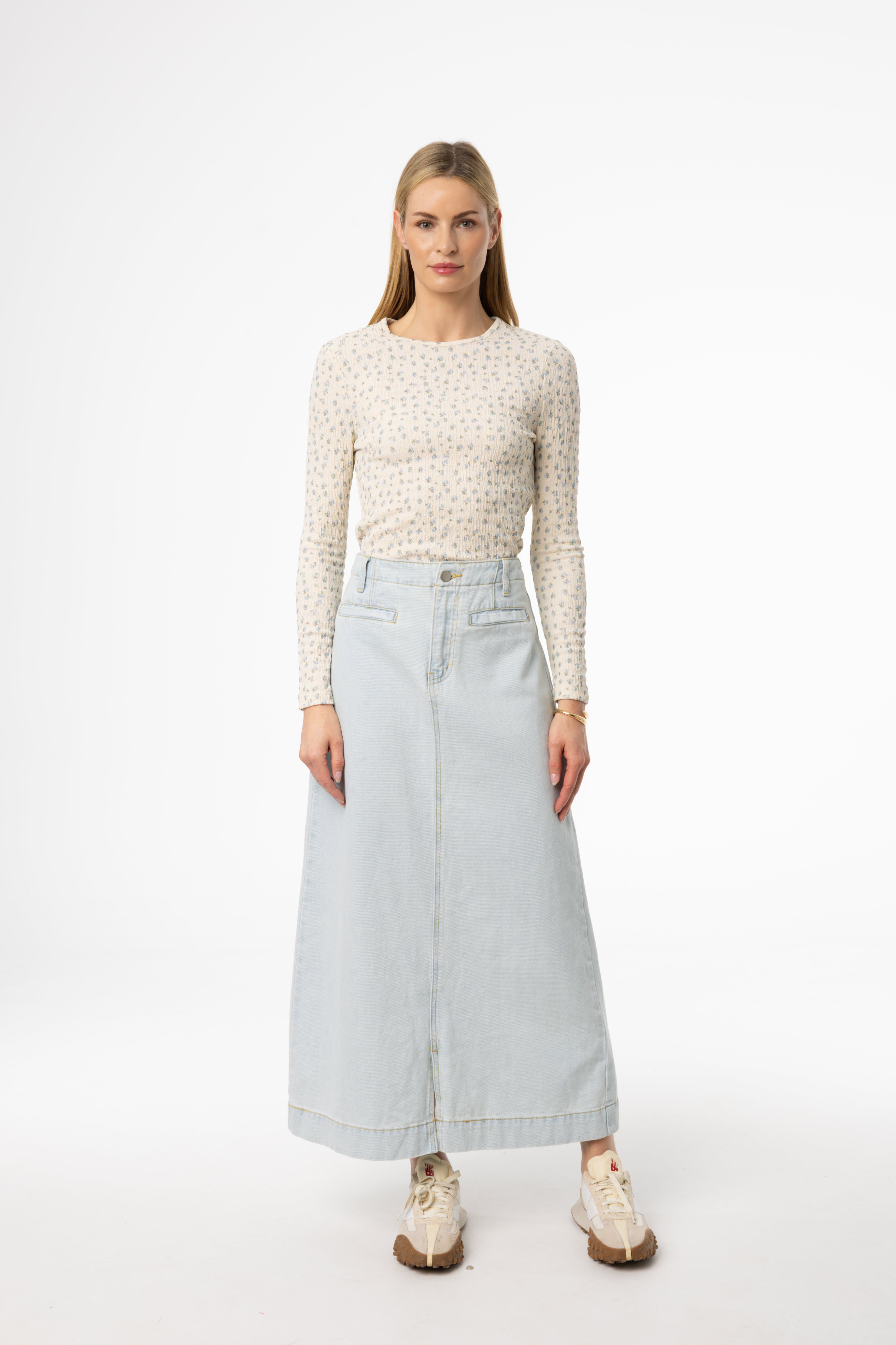 Light Blue Basic Denim Skirt for Women - Casual A-Line Denim Mini Skirt with Stretch - Perfect for Summer Outfits, Beach Vacations & Date Nights