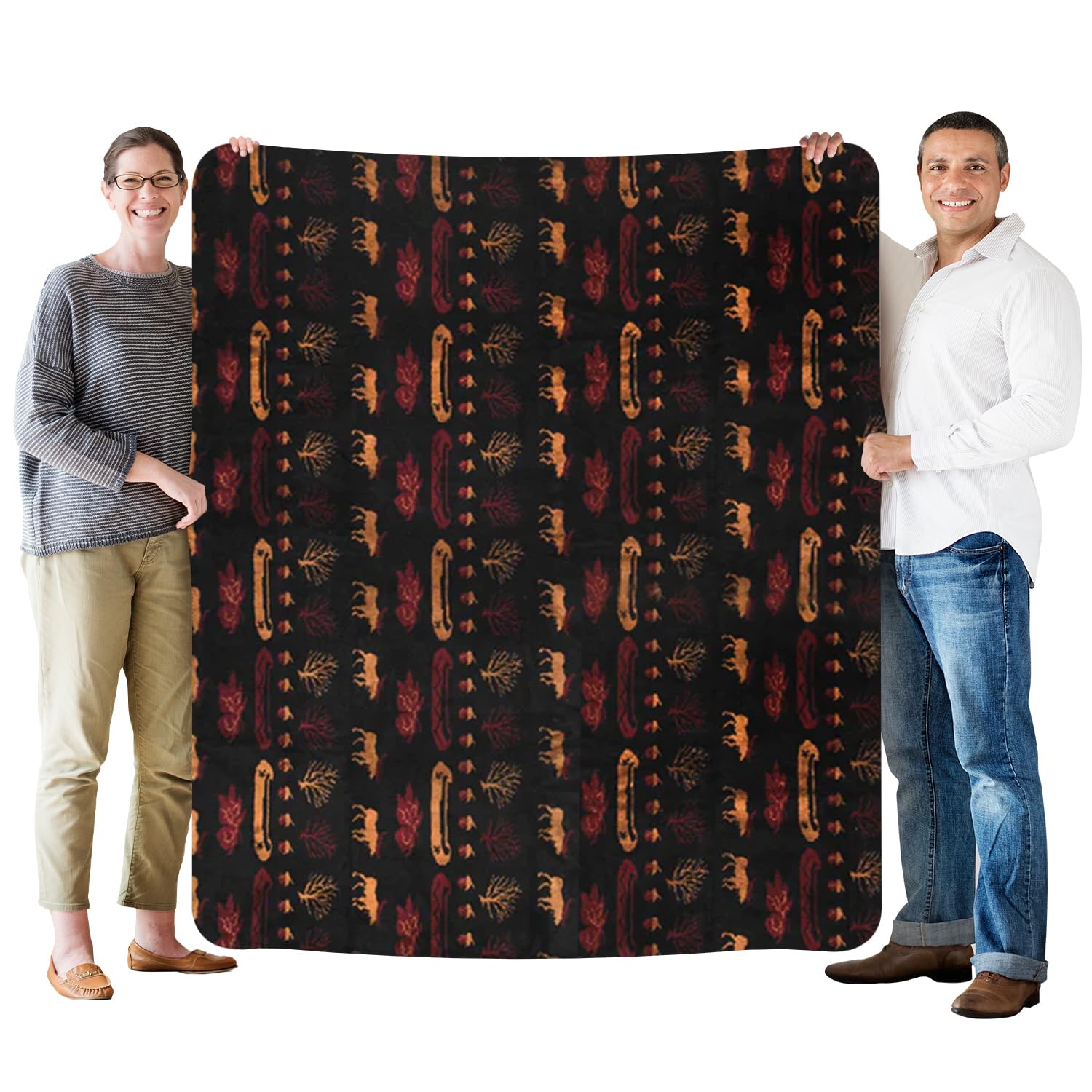 Denali Ultimate Comfort Rustic Throw Blanket - Lightweight Microplush Acrylic, Super Soft & Washable - Hand-Stitched in USA - 60x70 Inches - Black Lake Design - Perfect for Sofa, Bed, Couch & Winter Coziness