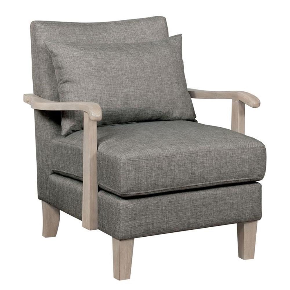 Furniture of America Ciela Gray Faux Leather Accent Chairs (Set of 2) - Modern Living Room Seating for Home Office & Lounge Areas