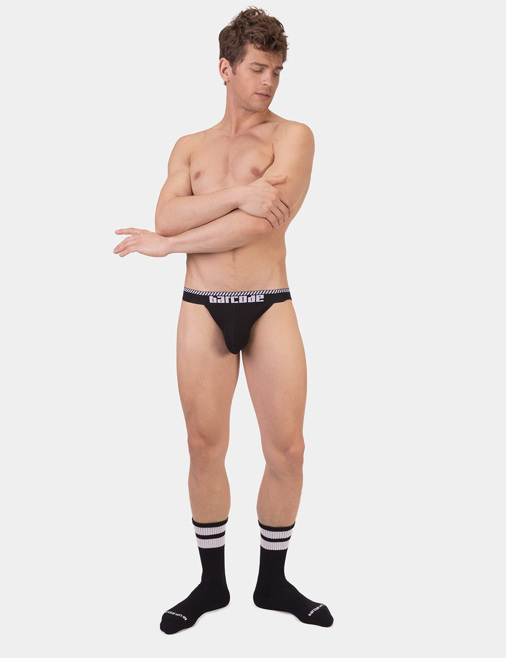 Barcode Berlin Kavan Ribbed Cotton Jockstrap for Men - Black - Comfortable Underwear for Workout, Gym & Sports
