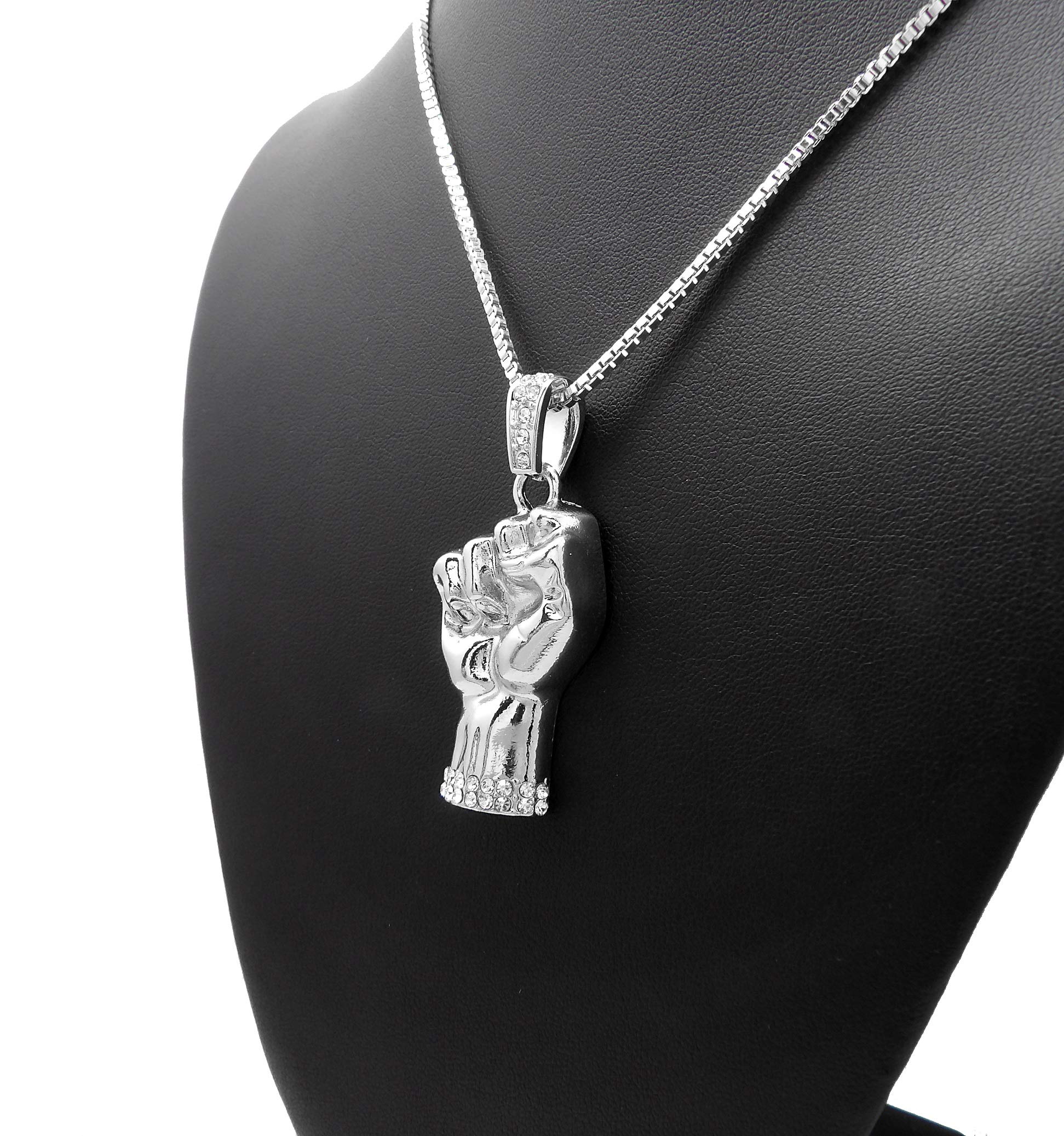CBC Power Fist Pendant 2mm Cuban Chain 16