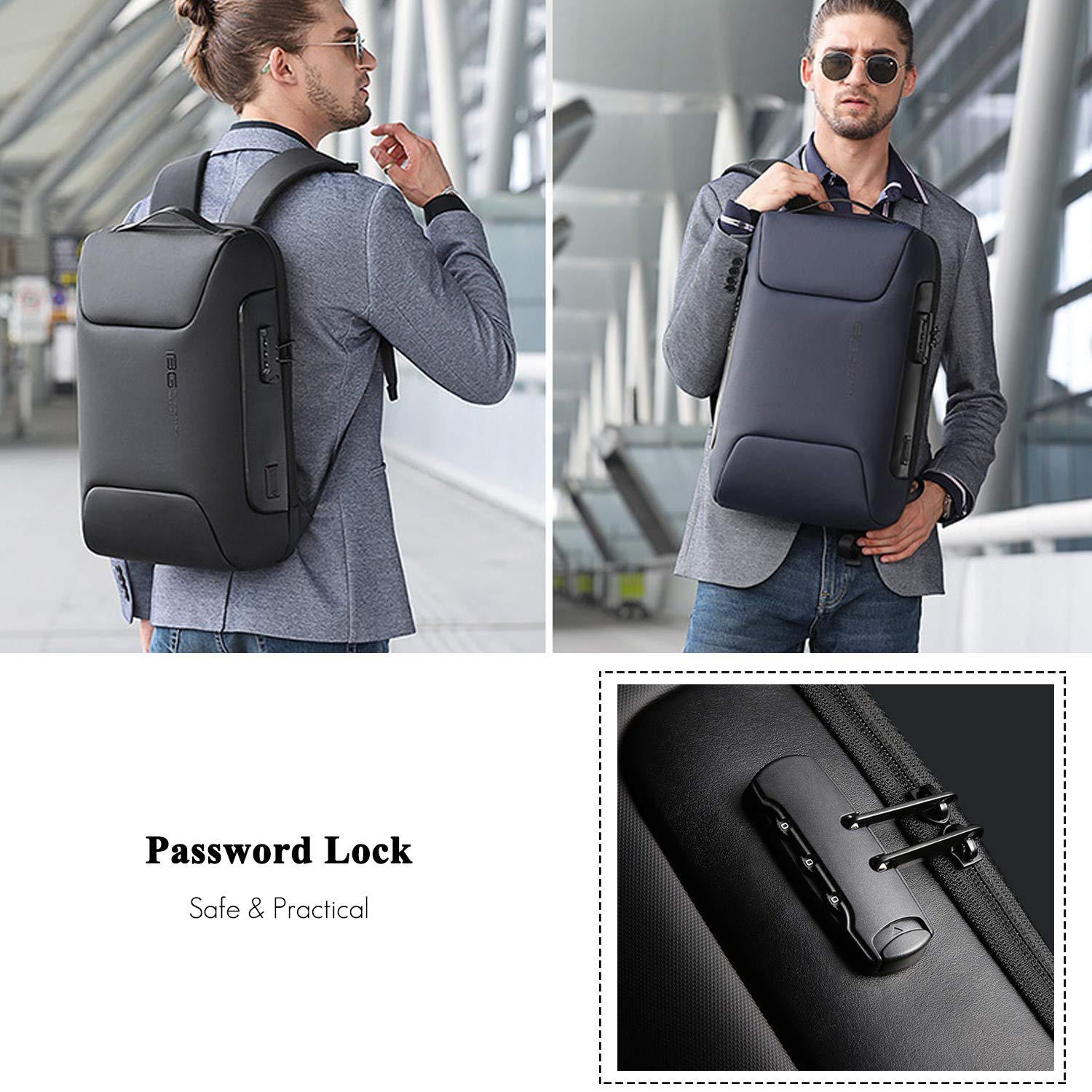 Anti-Theft USB Charging Laptop Backpack for Women & Men - Waterproof 15.6 Inch Business Travel Backpack with USB Port - Perfect for Office, College, Commuting & Airplane Carry-On (Black)