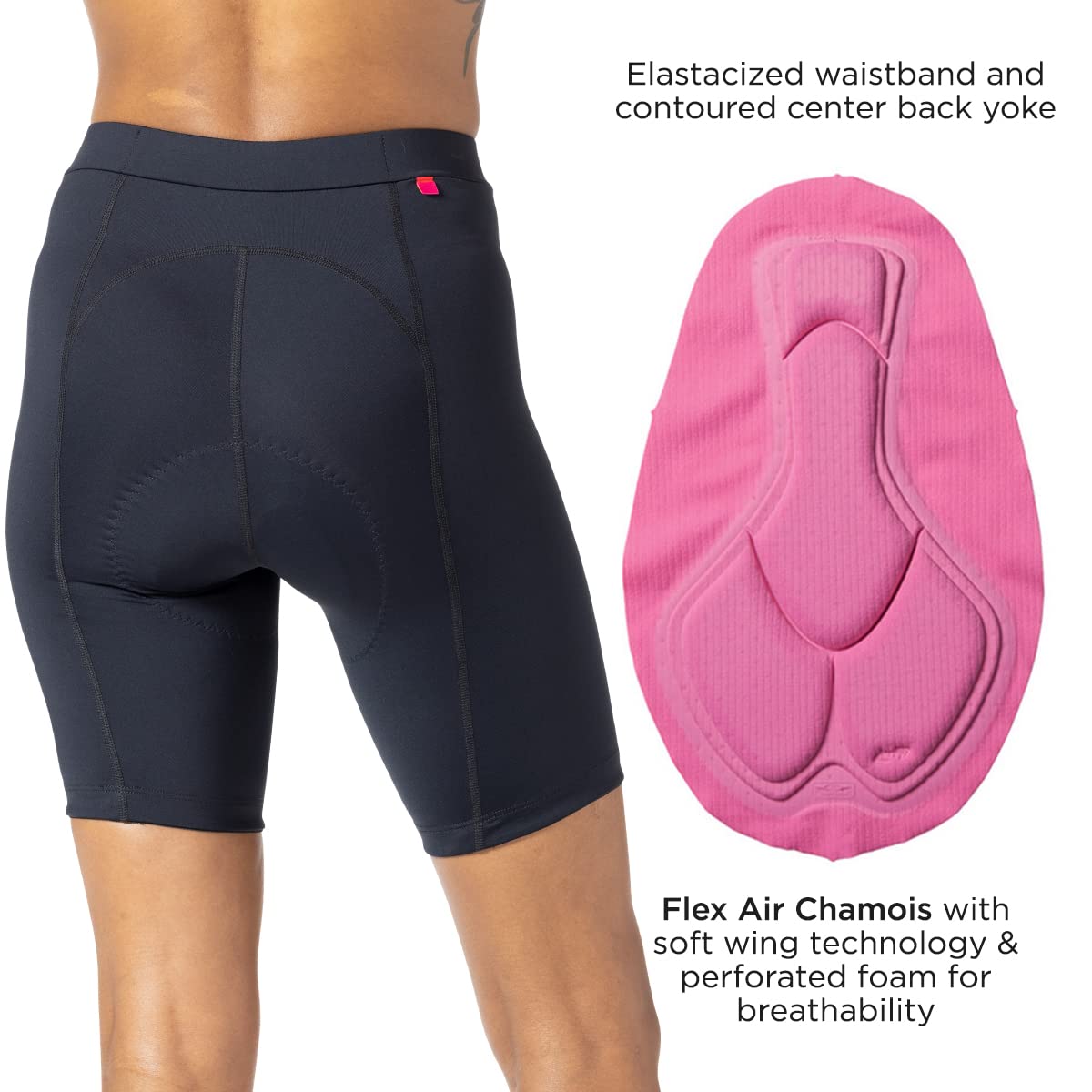 Terry Bella Women's Padded Bike Shorts - 8.5 Inch Silicone Leg Grips, Black Cycling Shorts for Mountain Biking & Road Cycling | Perfect for Outdoor Adventures, Gym Workouts & Casual Wear