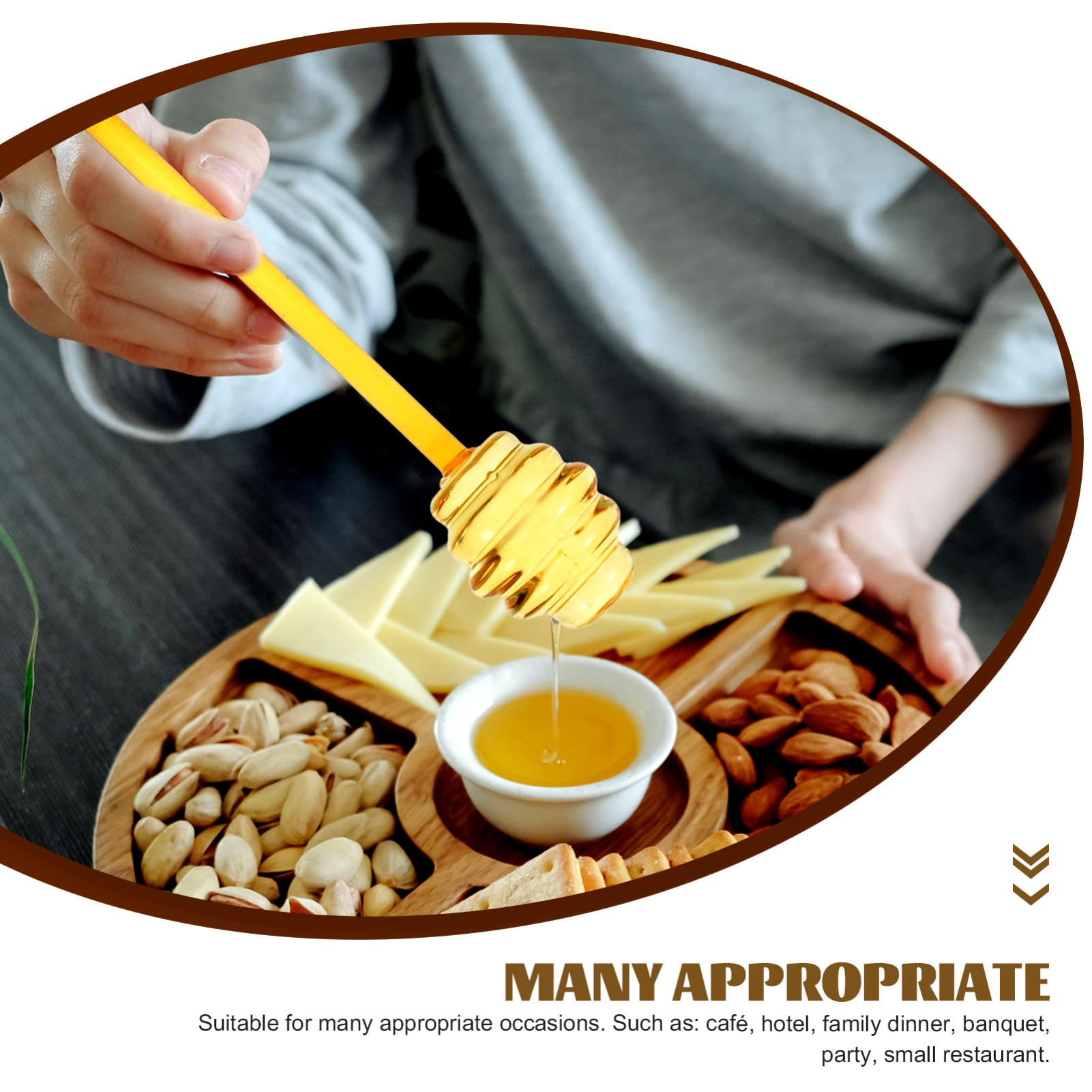 Premium 6 Inch Glass Honey Dipper Stick - Non-Drip Honey Spoon for Jams, Fruits & Tea - Perfect for Honey Jars, Breakfast & Dessert Serving - Elegant Honey Drizzling Tool for Home & Cafe Use