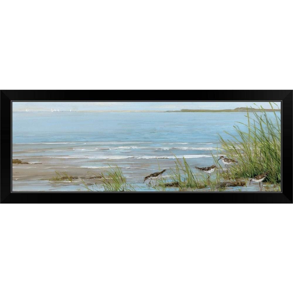CANVAS ON DEMAND Sandpiper Beach Black Framed Wall Art Print - Coastal Bird Painting for Beach House Decor, Living Room & Office Wall Art
