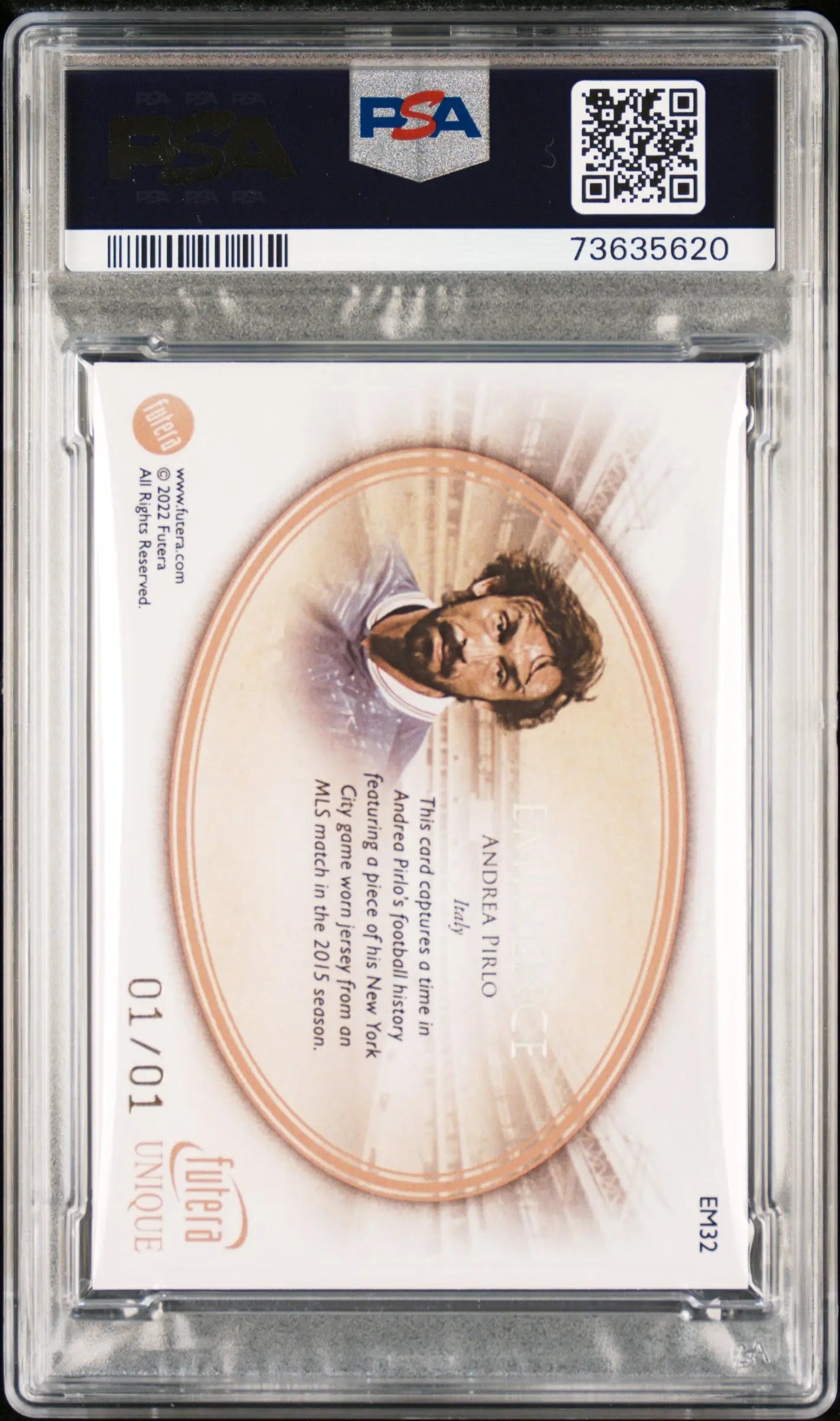 2022 Futera Unique WF Eminence 23kt Gold Framed Andrea Pirlo PSA 10 1/1 Soccer Trading Card - Rare Collectible for Sports Memorabilia Enthusiasts & Perfect Gift for Soccer Fans