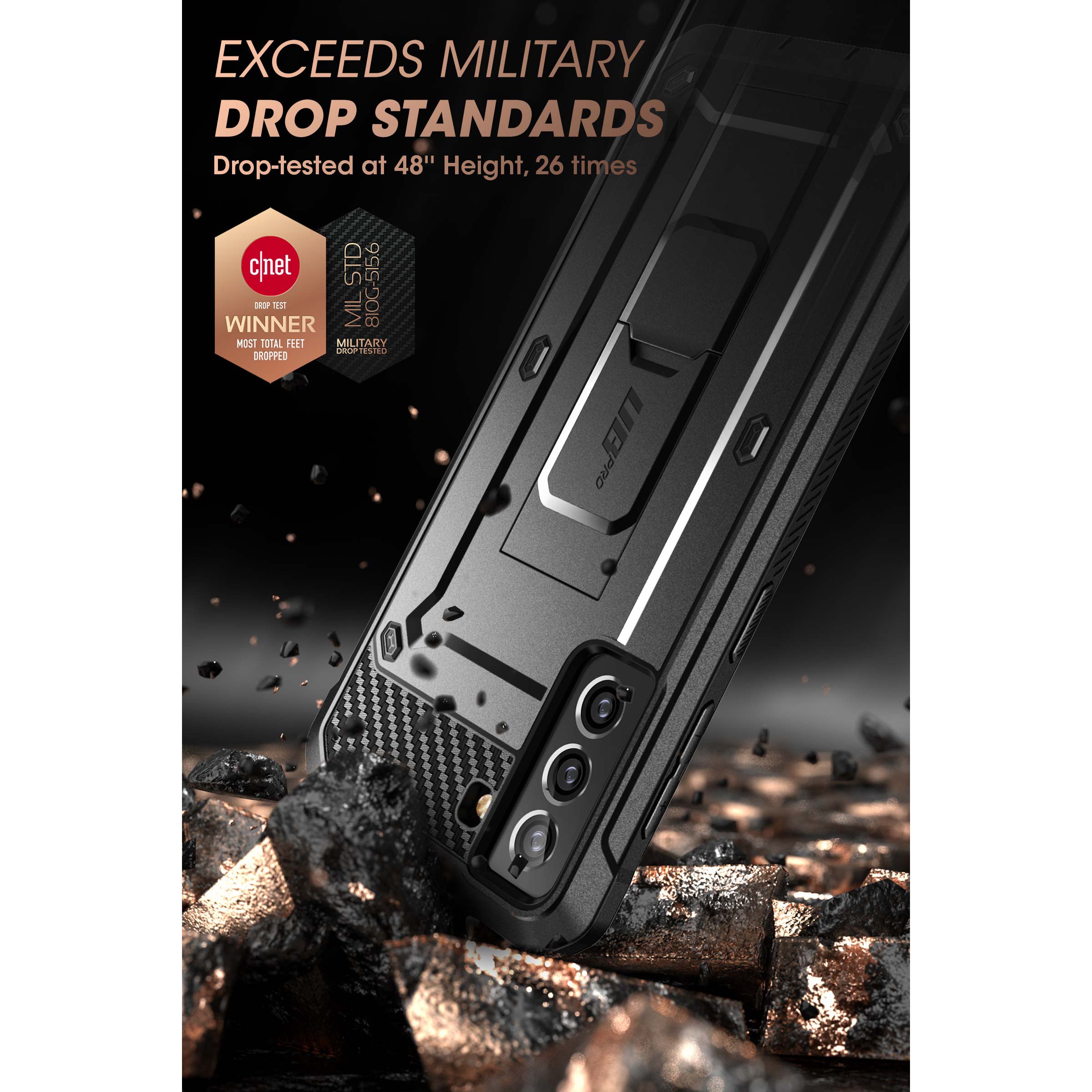 Samsung Galaxy S21 FE Unicorn Beetle PRO Heavy Duty Rugged Case - Shockproof & Drop Protection - Perfect for Outdoor, Work & Travel - Black