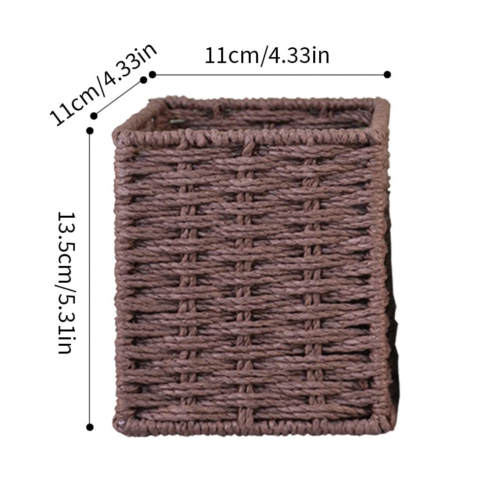 Ochine Handmade Woven Rattan Pen Holder - 1 Pack Natural Wicker Pencil Cup for Desk Organizer, Makeup Brush Storage & Stationery | Perfect for Home Office, School Desk, Vanity Table & Craft Room Organization