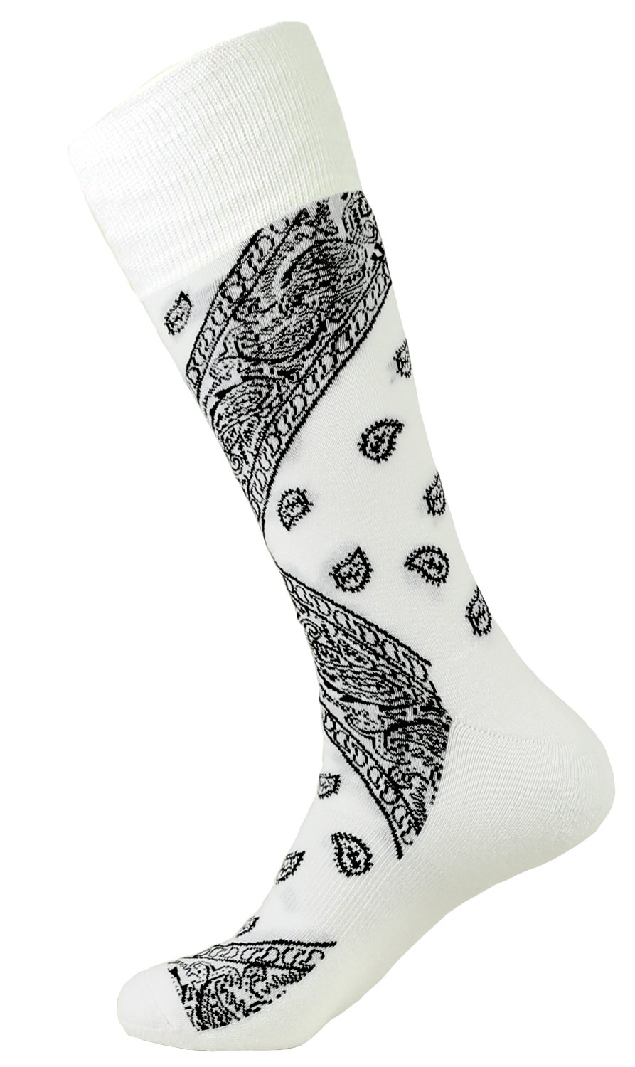 Paisley Print Cotton Men's Socks - Comfortable & Breathable One Size Fits Most (White) - Perfect for Casual Wear, Office & Gifts