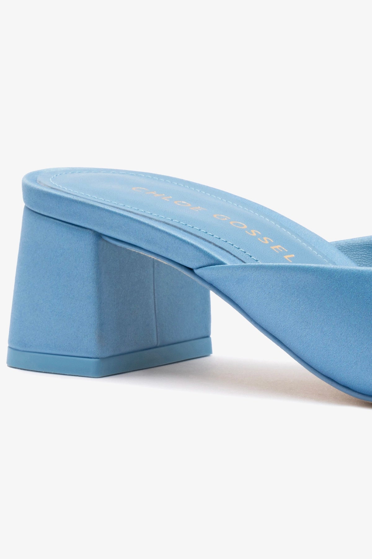 Chloe Gosselin by Larroudé Anah Mule - Blue Satin Women's Shoes | Elegant Slip-On Mules for Casual Outings & Evening Events
