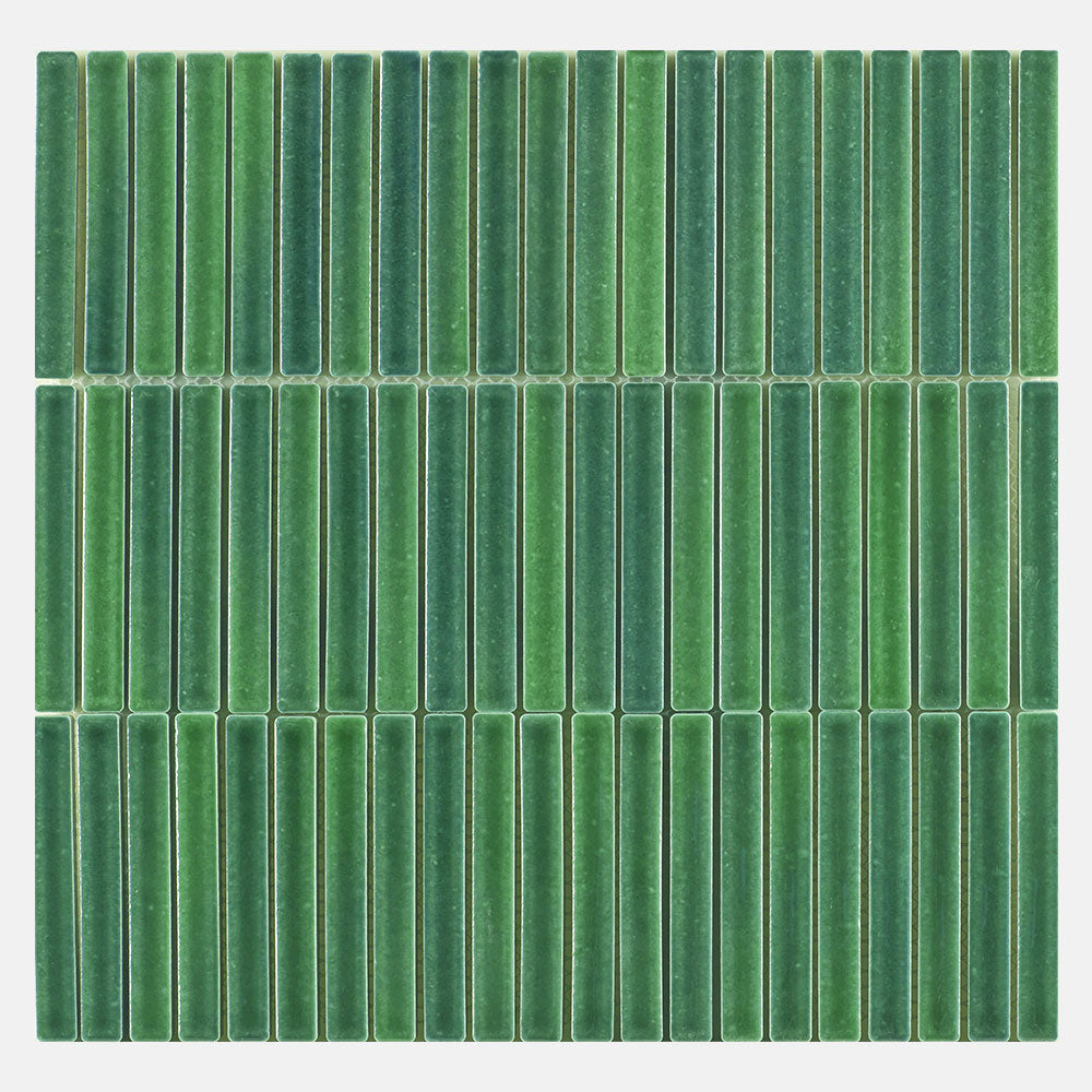 Daintree Forest Mixed Green Kit Kat Gloss Mosaic Tile - Premium Ceramic Wall & Floor Tiles for Kitchen Backsplash, Bathroom, and Shower Decor