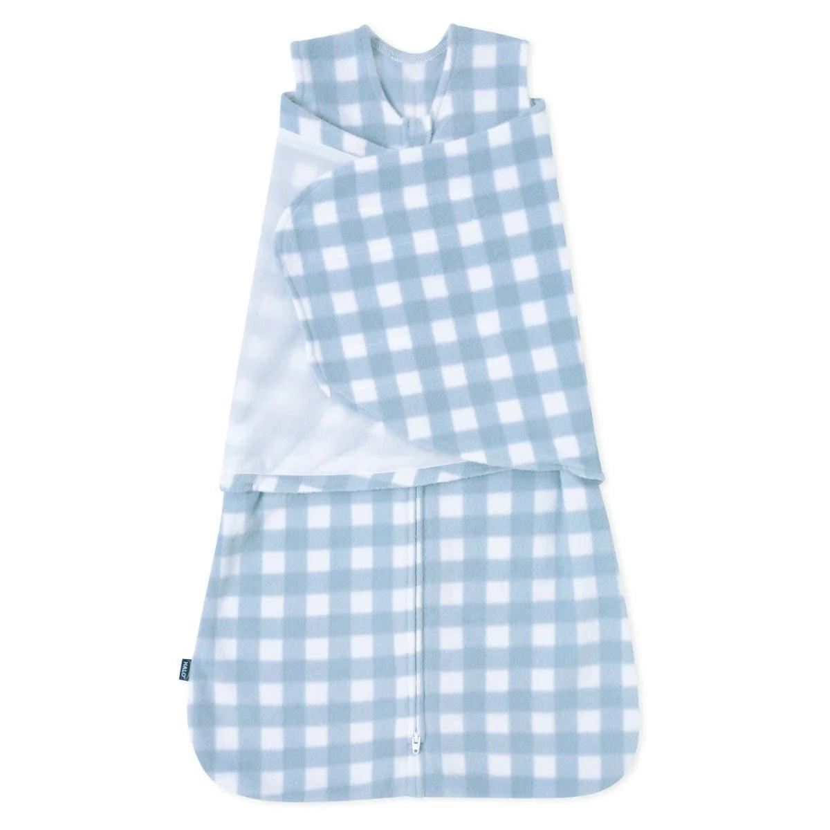 Halo Sleepsack Micro Fleece Gingham Blue 3.0 TOG - Soft Baby Wearable Blanket for Safe Sleep & Comfort | Perfect for Nursery, Daycare & Travel