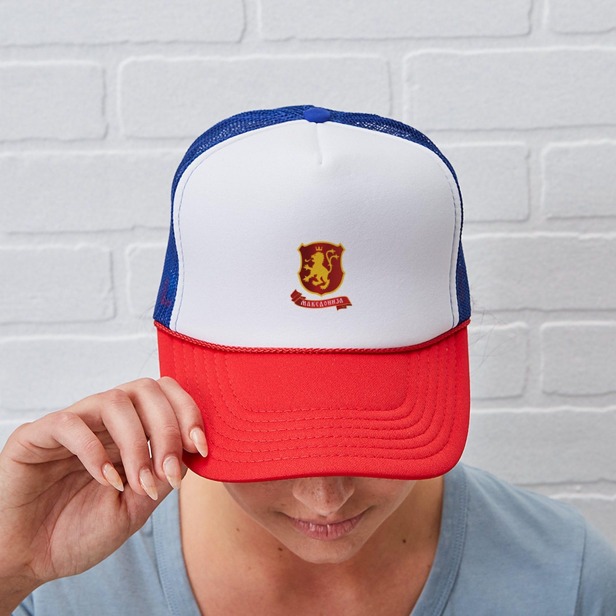 Macedonia Lion Crest Adjustable Snapback Trucker Hat - Stylish Baseball Cap for Men & Women | Perfect for Outdoor Activities, Sports, and Casual Wear